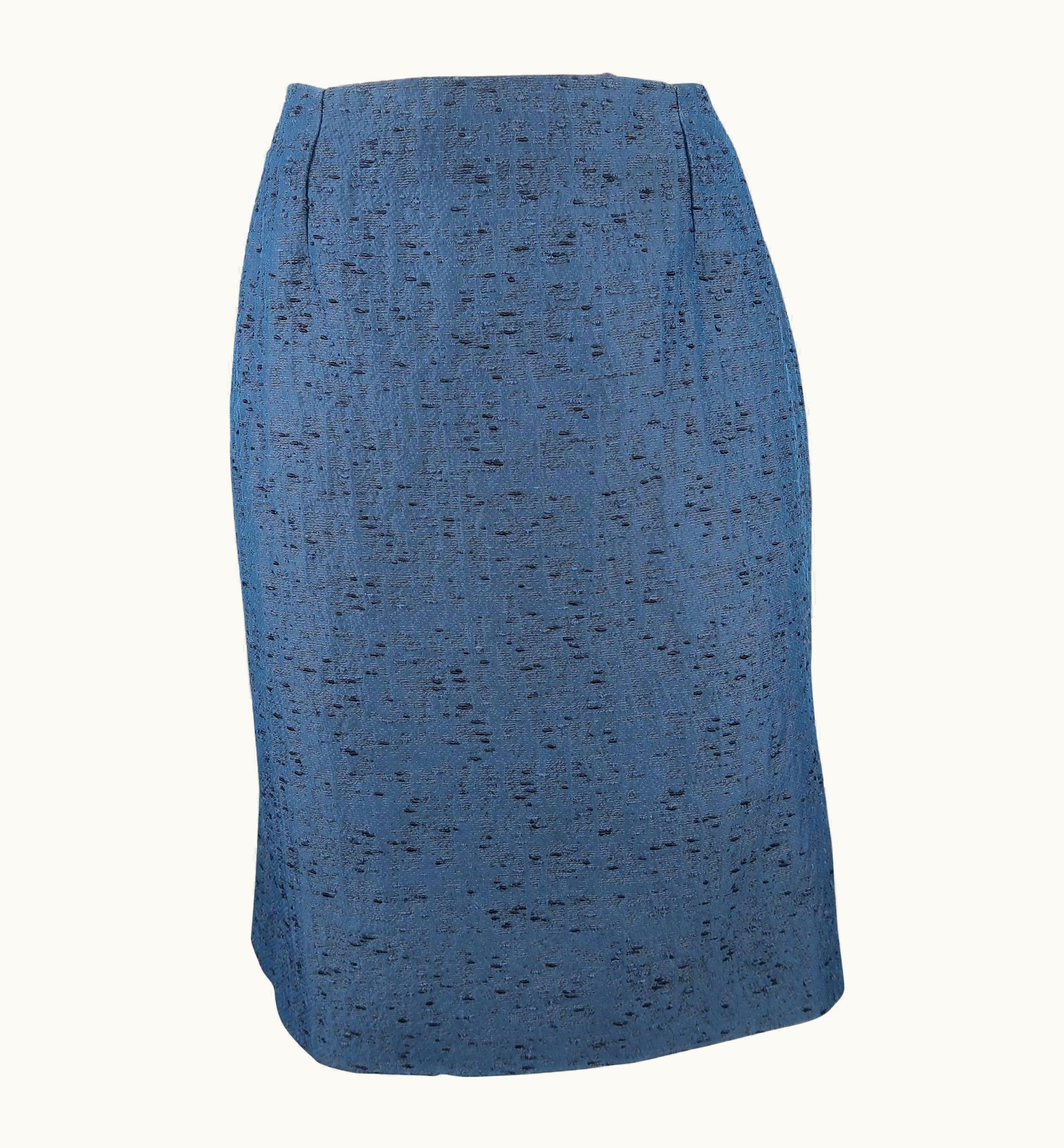 Valentino Valentino Blue Textured Taffeta Pencil Skirt