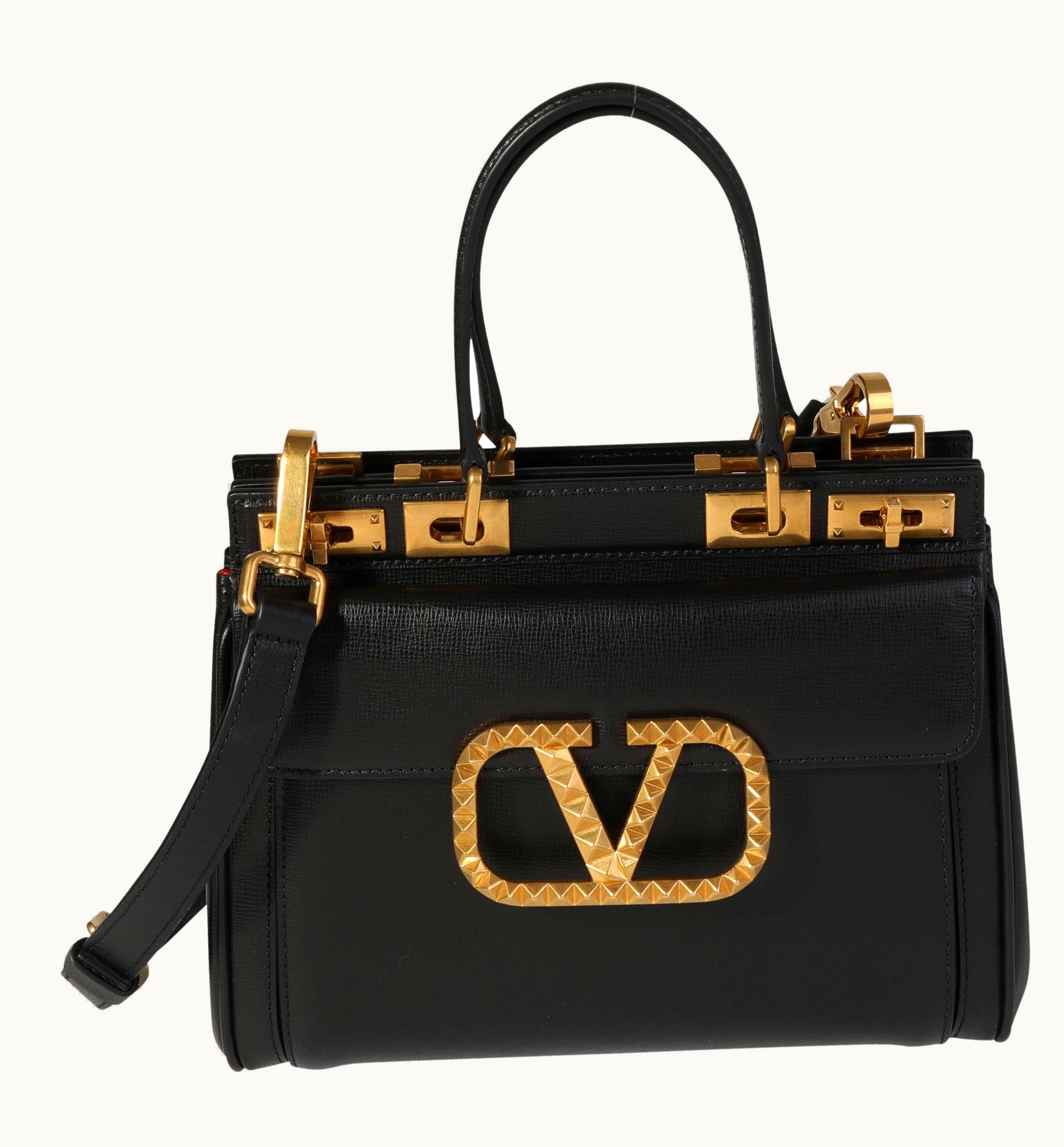 Valentino Valentino Alcove Black Grainy Calfskin Small Rockstud Bag