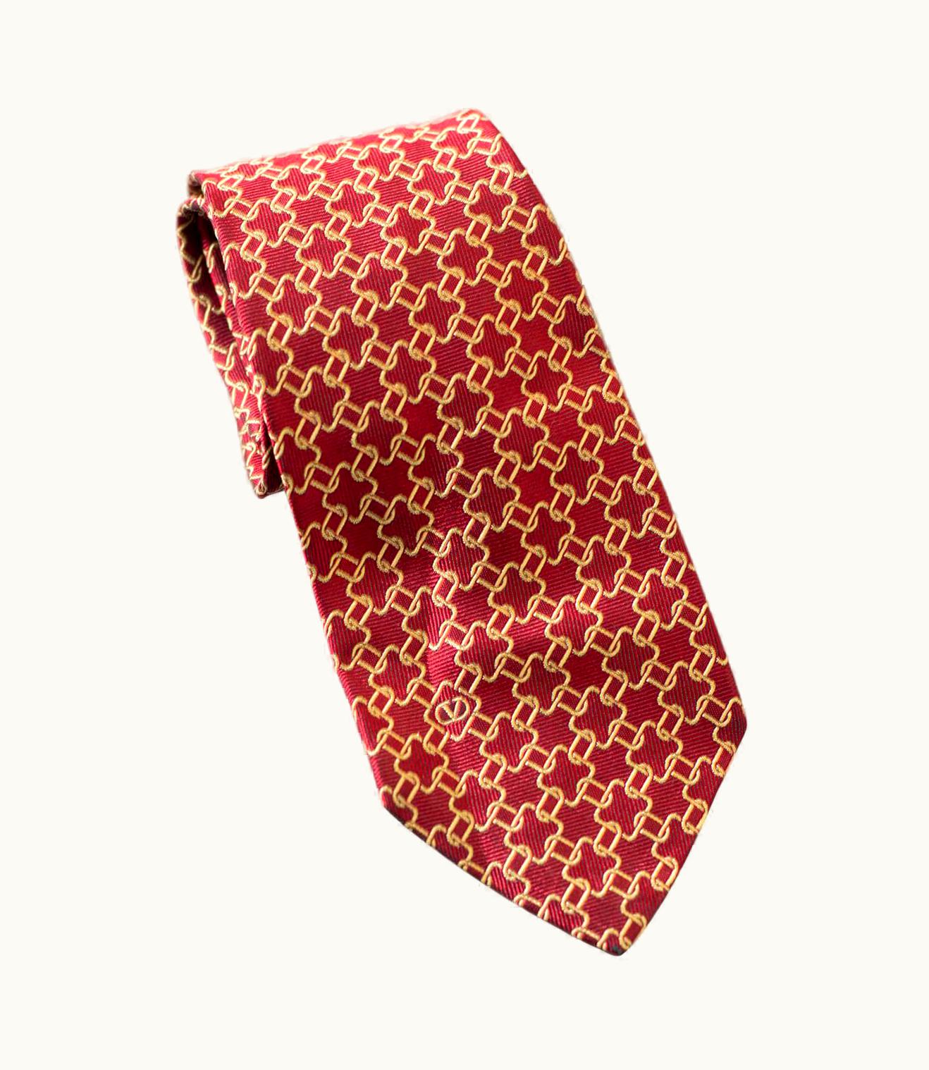 Valentino Vintage Valentino All-silk Tie With Golden Pattern