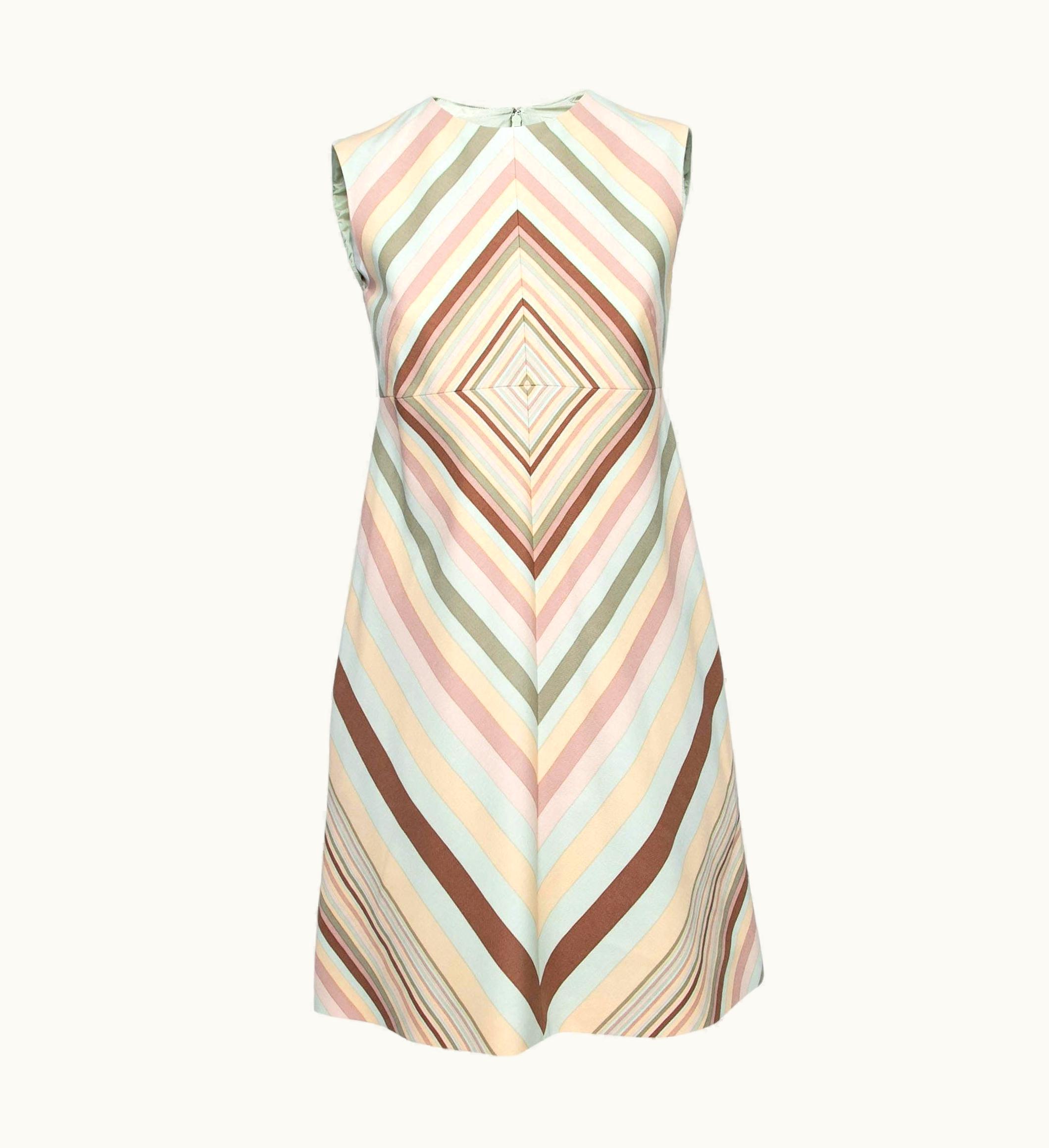 Valentino Valentino Multicolored Striped Wool Silk Mini Dress UZ0610992