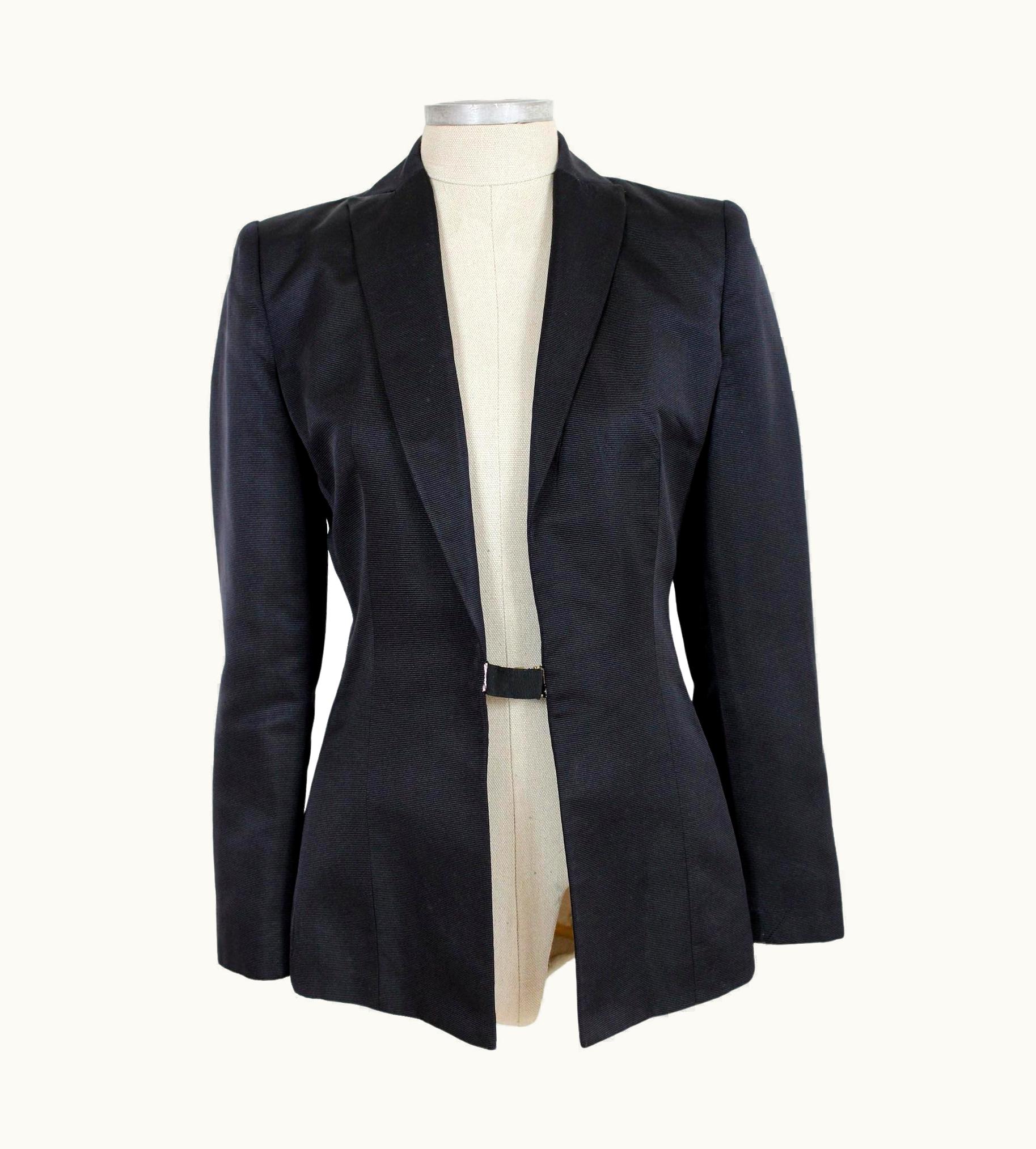 Valentino Valentino Glossy Black Slim Fit Vintage Jacket 1990s