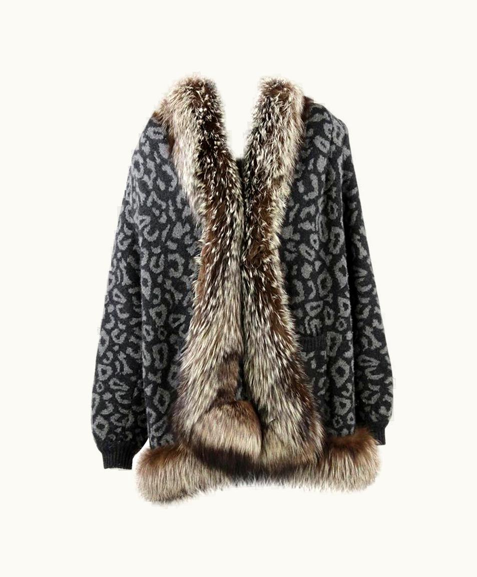 Valentino 1980s Valentino Cashmere Jacket Hemmed With Fox Fur