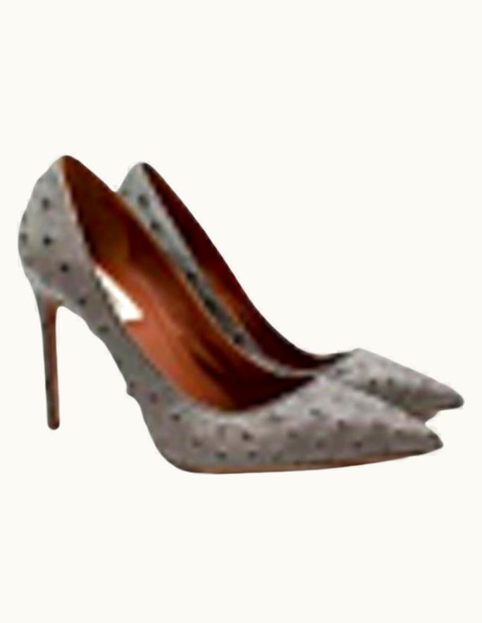 Valentino Valentino Grey Ostrich Leather Pointed Toe Heeled Pumps UZ0611028