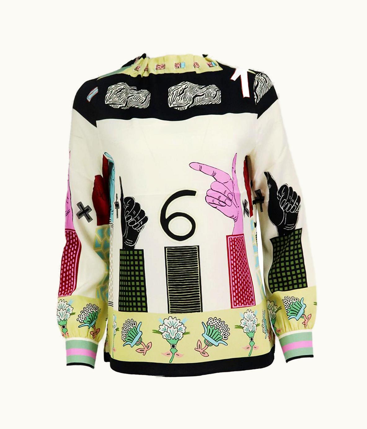 Valentino Valentino Printed Silk Blouse It 38 Uk