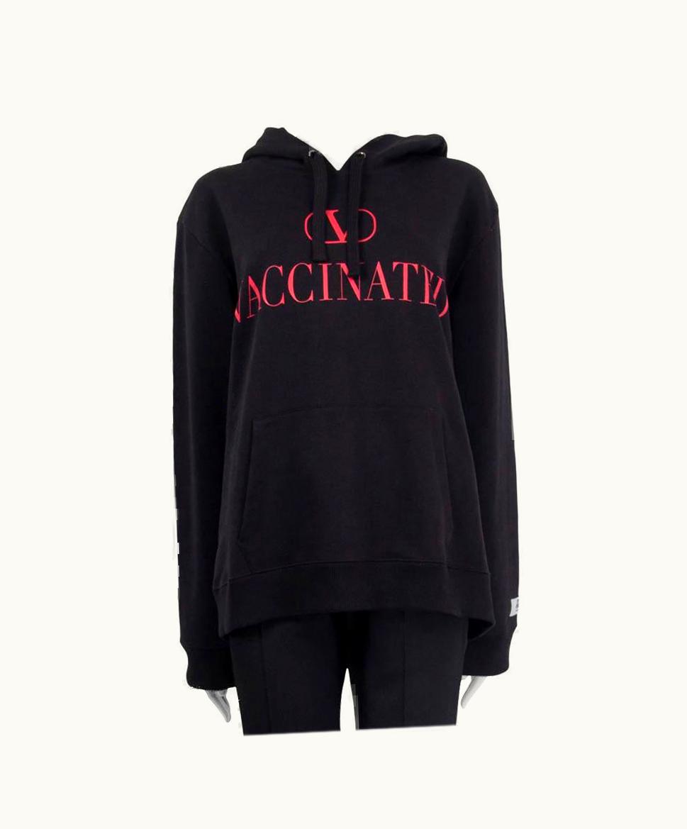 Valentino Valentino Black Cotton Vaccinated Hoodie Sweatshirt Sweater