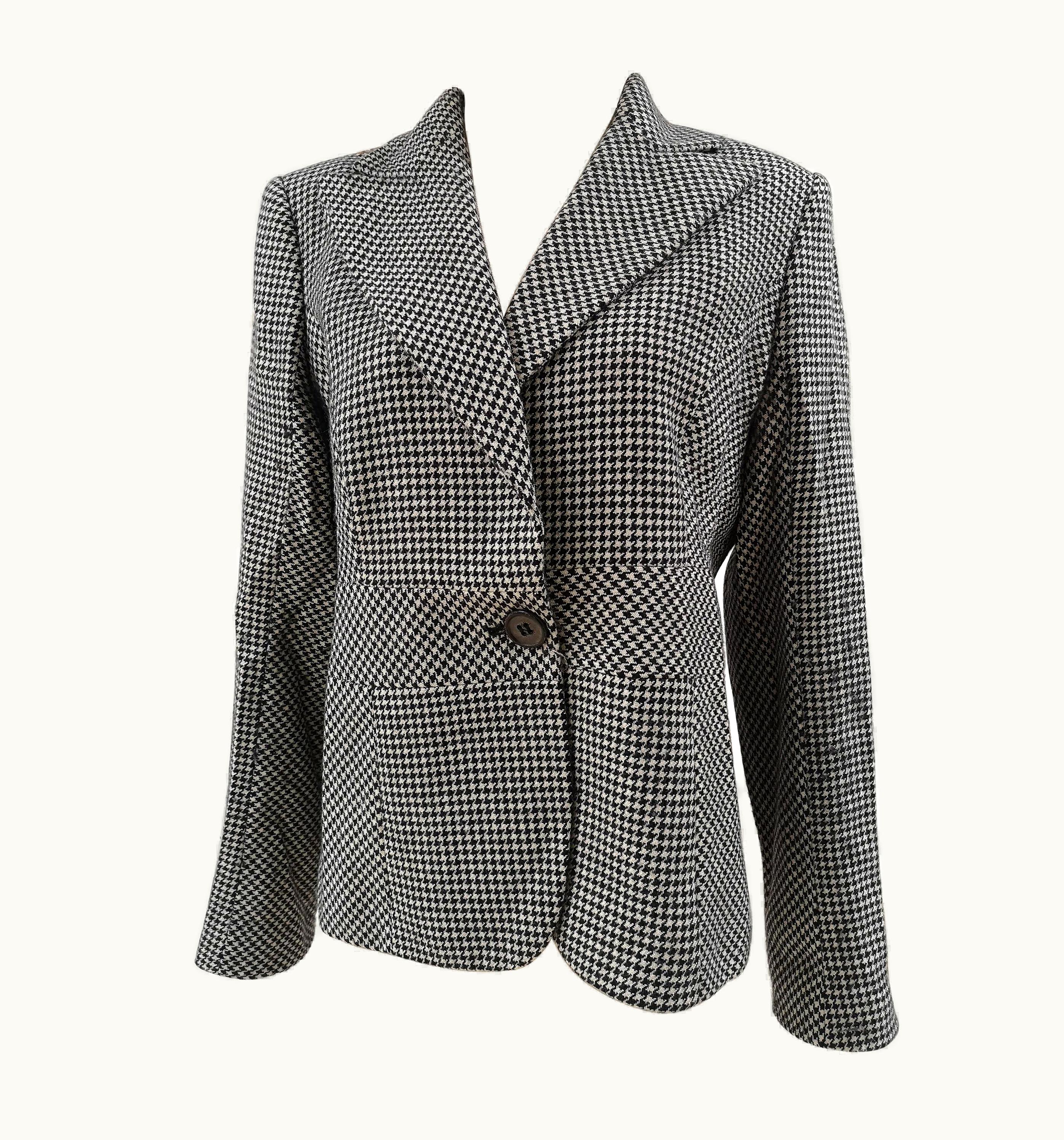 Valentino Valentino Black And White Pied De Poule Wool Jacket