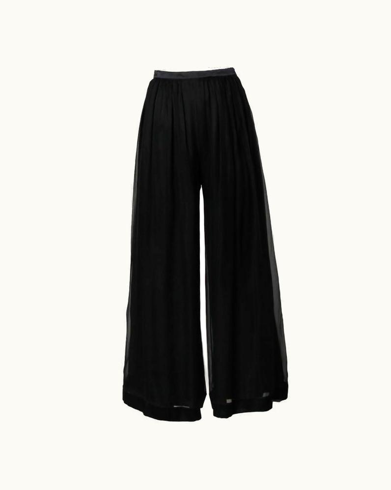 Valentino Valentino Vintage Black Silk Chiffon Wide Leg Palazzo Pants