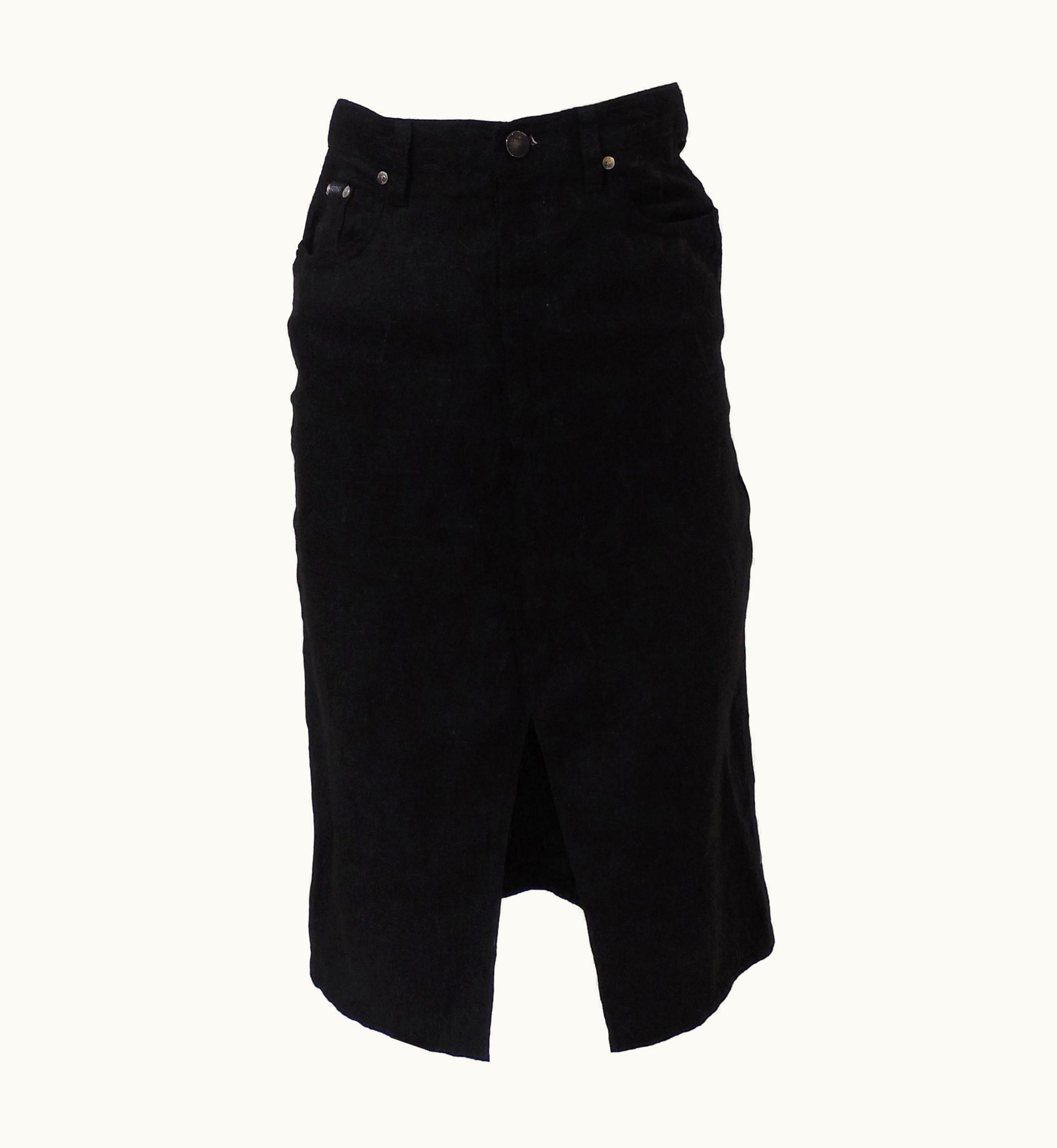 Valentino Valentino Jeans V Logo Black Cotton High Waist Skirt