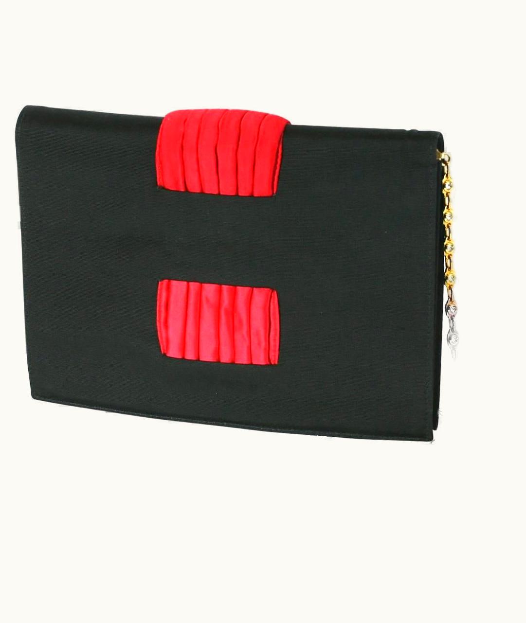 Valentino Valentino Faille And Pleated Satin Clutch With Jeweled Chain