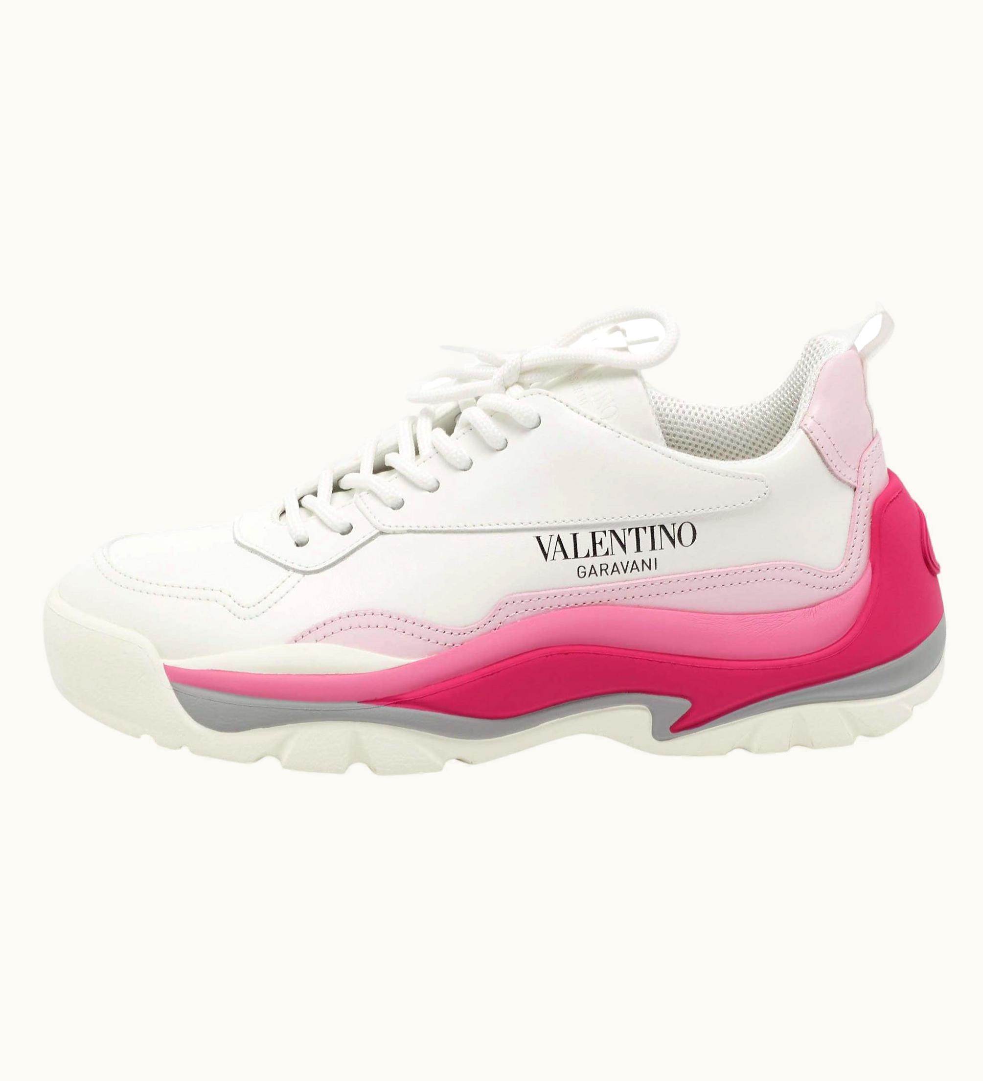 Valentino Valentino White/Pink Leather Gumboy Sneakers