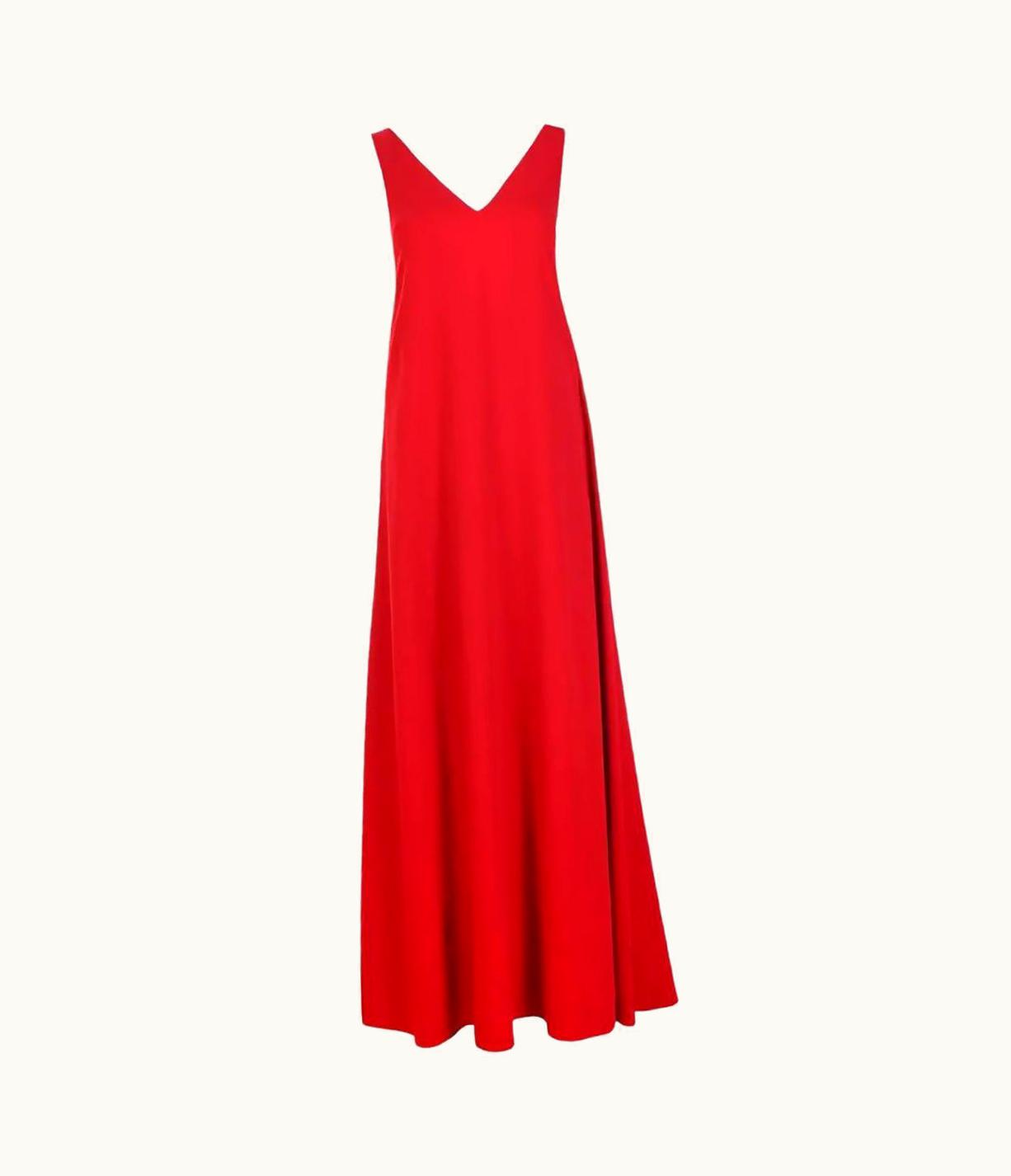 Valentino Valentino Spa Red Wool Long Dress Eu