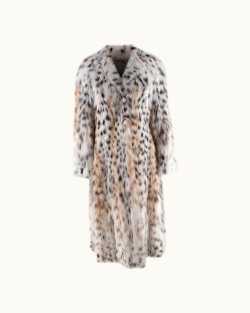 Valentino Valentino Lynx Fur Peak Lapel Long Coat