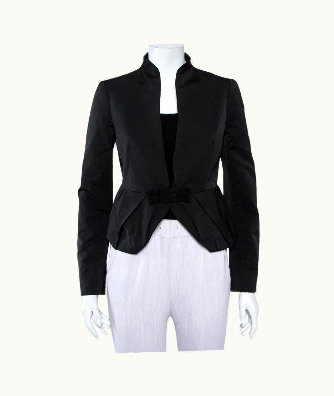 Valentino Valentino Black Synthetic Bow Detail Button Front Jacket
