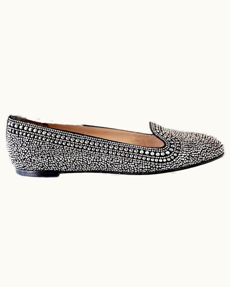 Valentino Valentino Shoe Silver Studded Black Flat Timeless 38.5 S/S 8