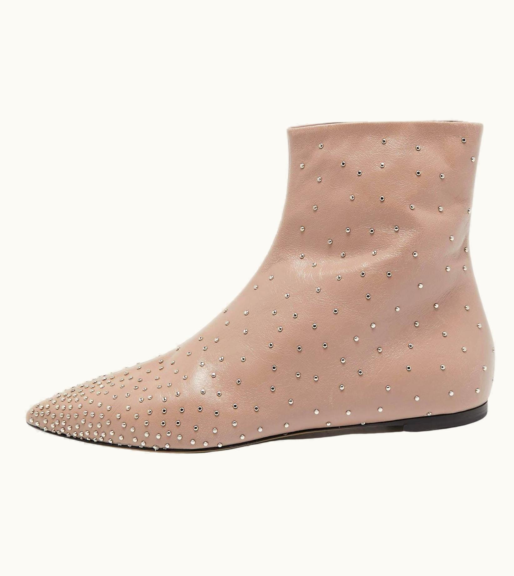 Valentino Valentino Dusty Pink Leather Ankle Length Boots