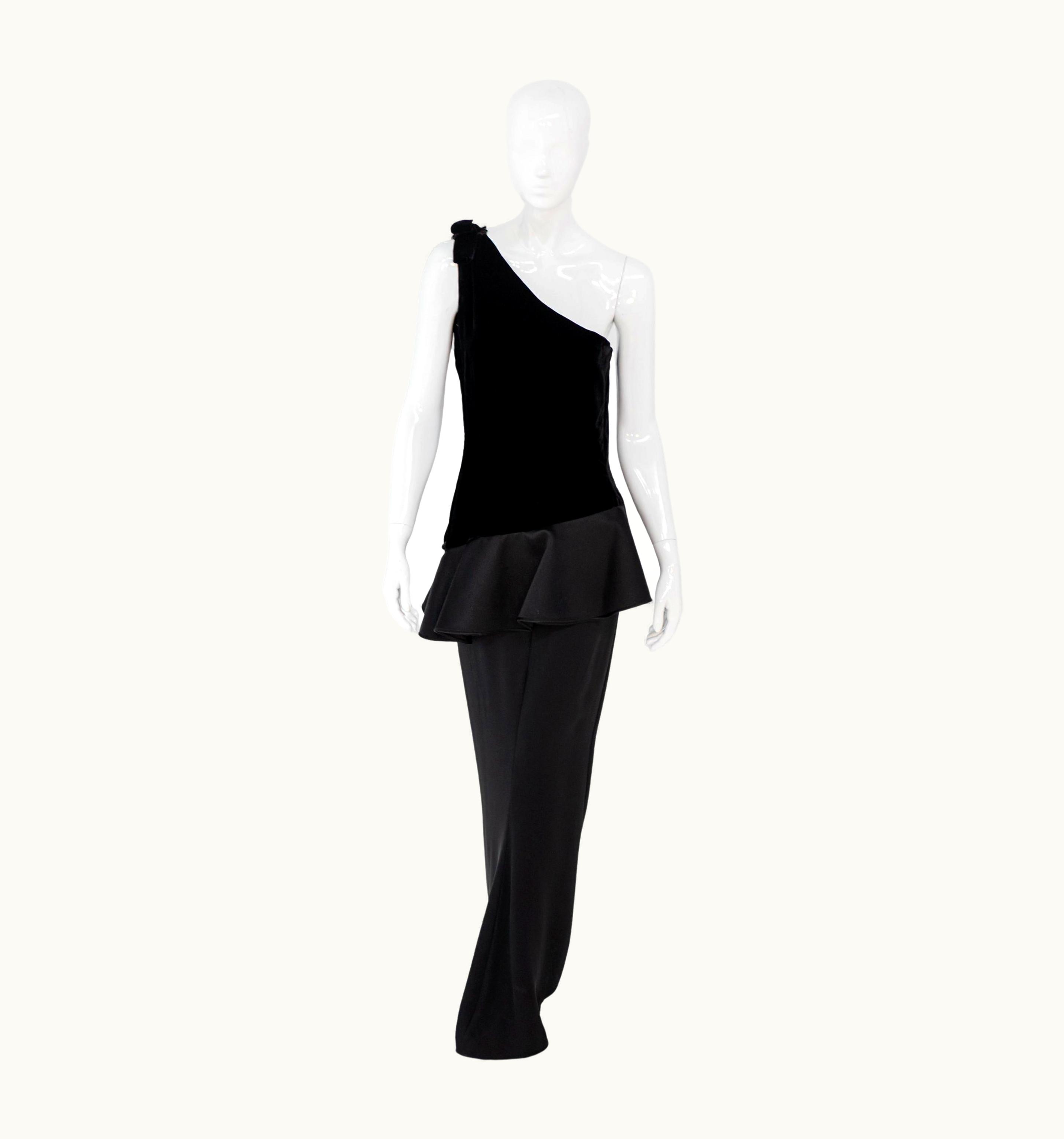 Valentino Valentino Important Evening Dress In Black Velvet And Silk