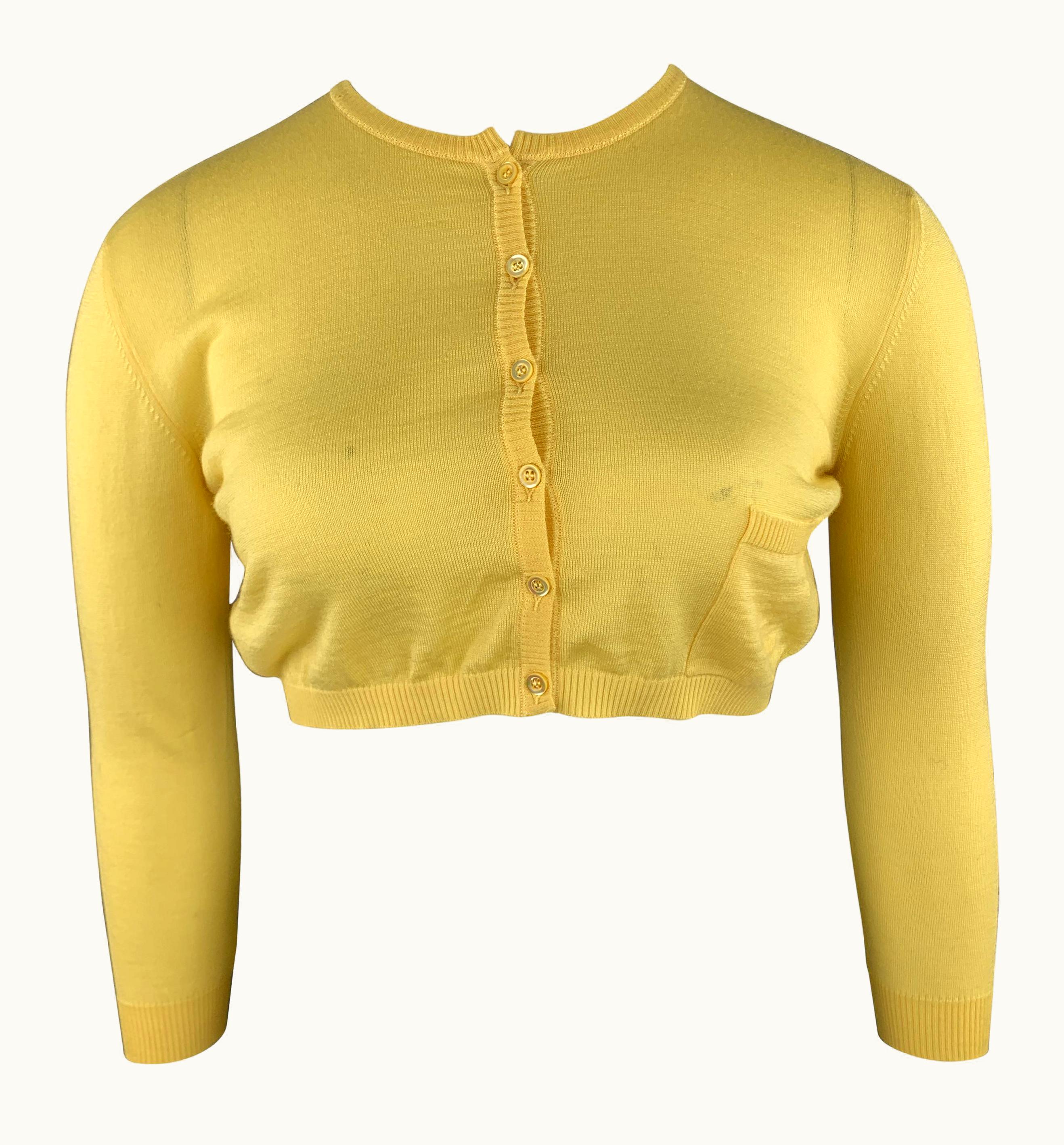 Valentino Valentino Pastel Yellow Wool Blend Cropped Cardigan
