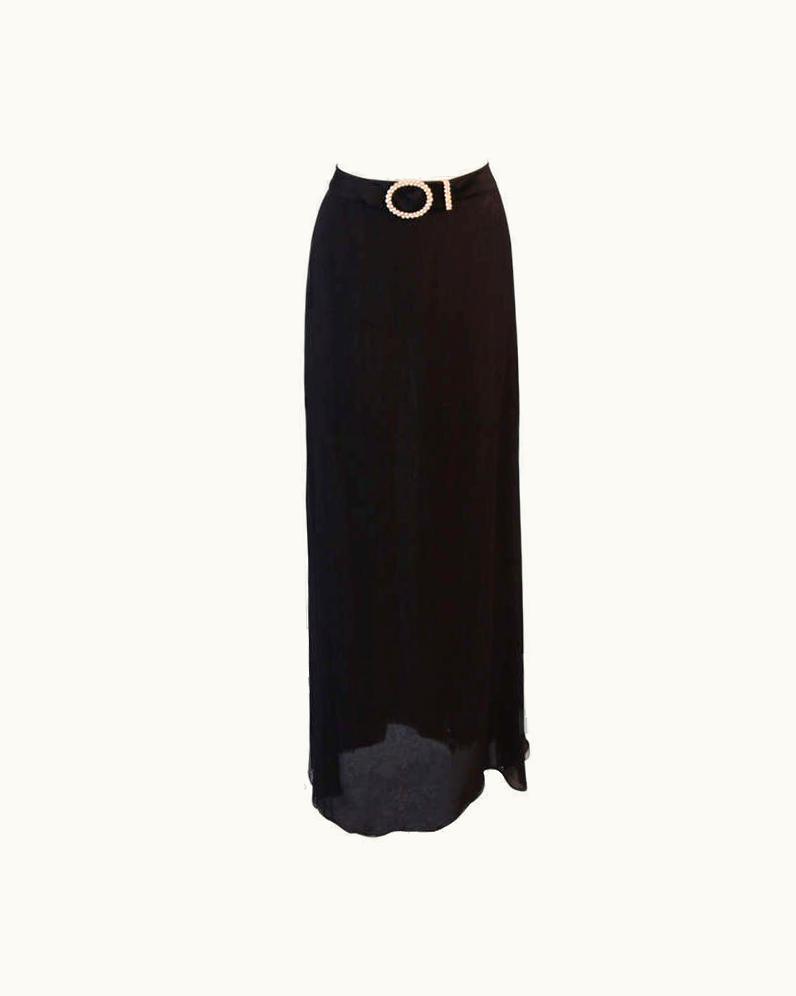 Valentino Exquisite Valentino Chiffon Skirt With Pearl Belt