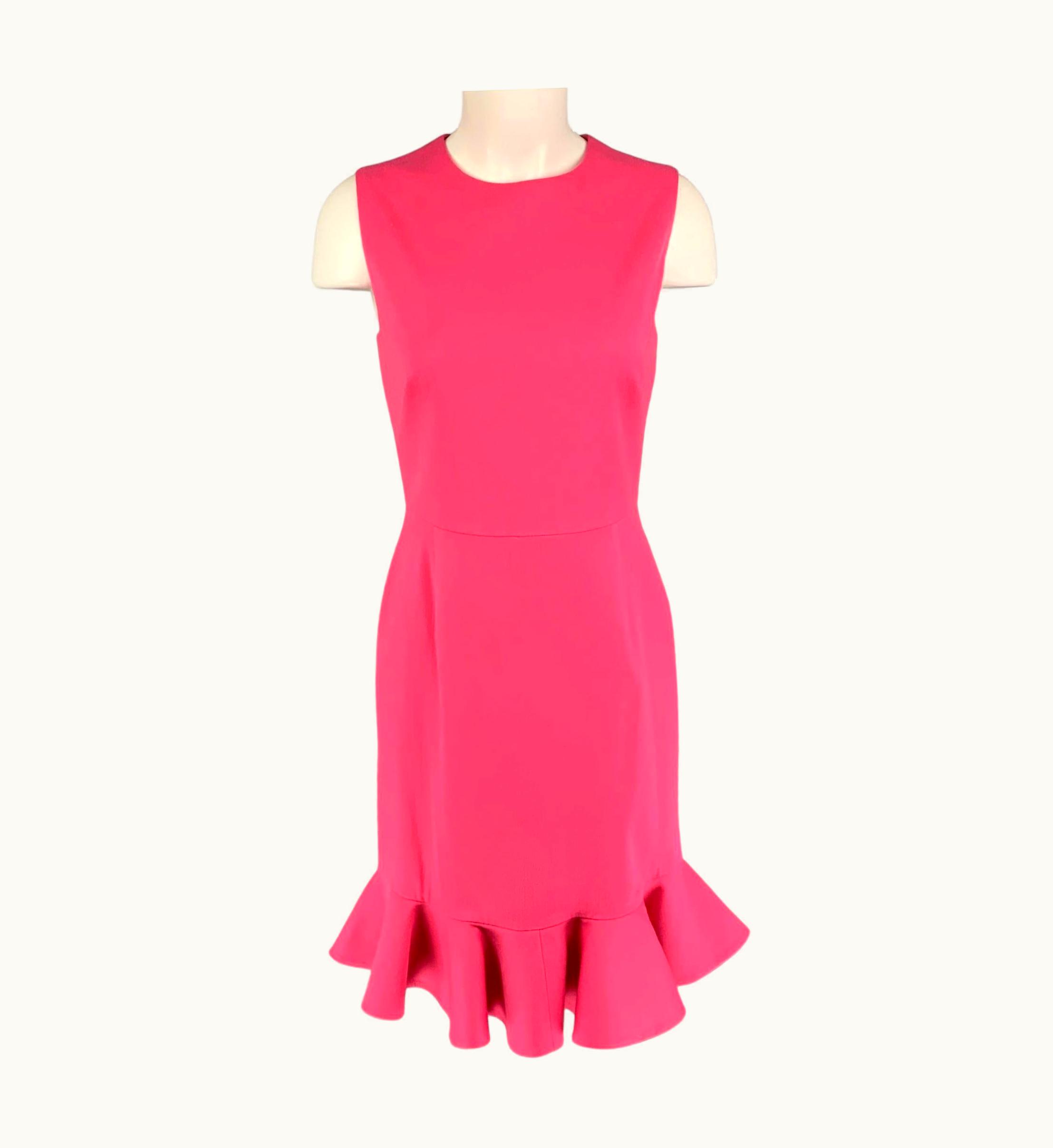 Valentino Valentino Pink Wool Blend Ruffled Sleeveless Dress