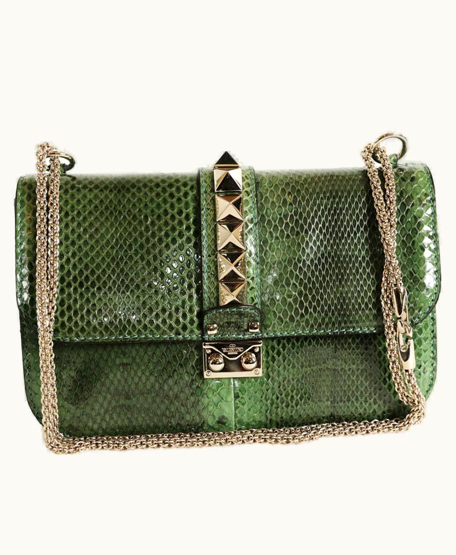 Valentino Valentino Garavani 'Vavavoom' Bag In Green Python Leather