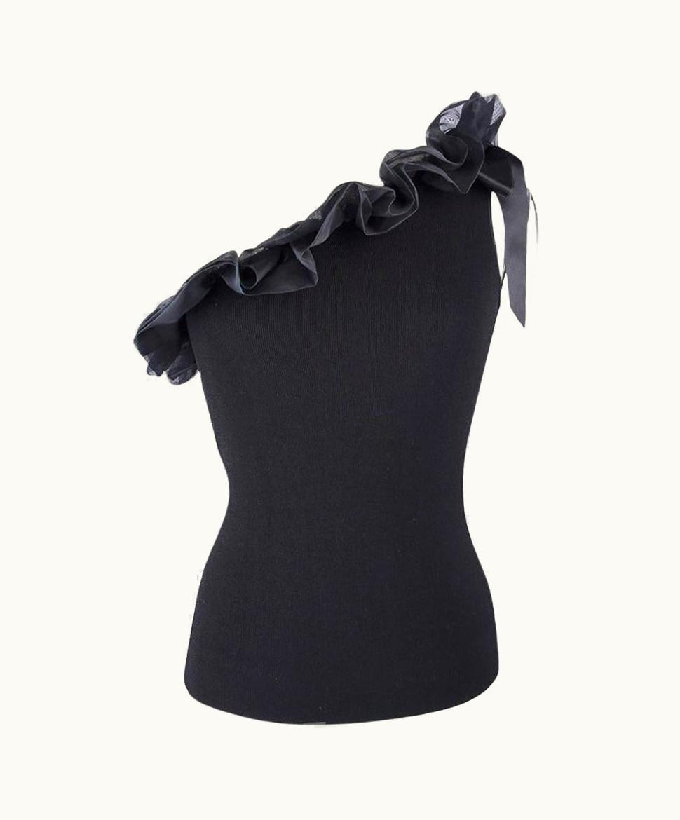 Valentino Valentino Top One Shoulder Ruffle And Bow Trim