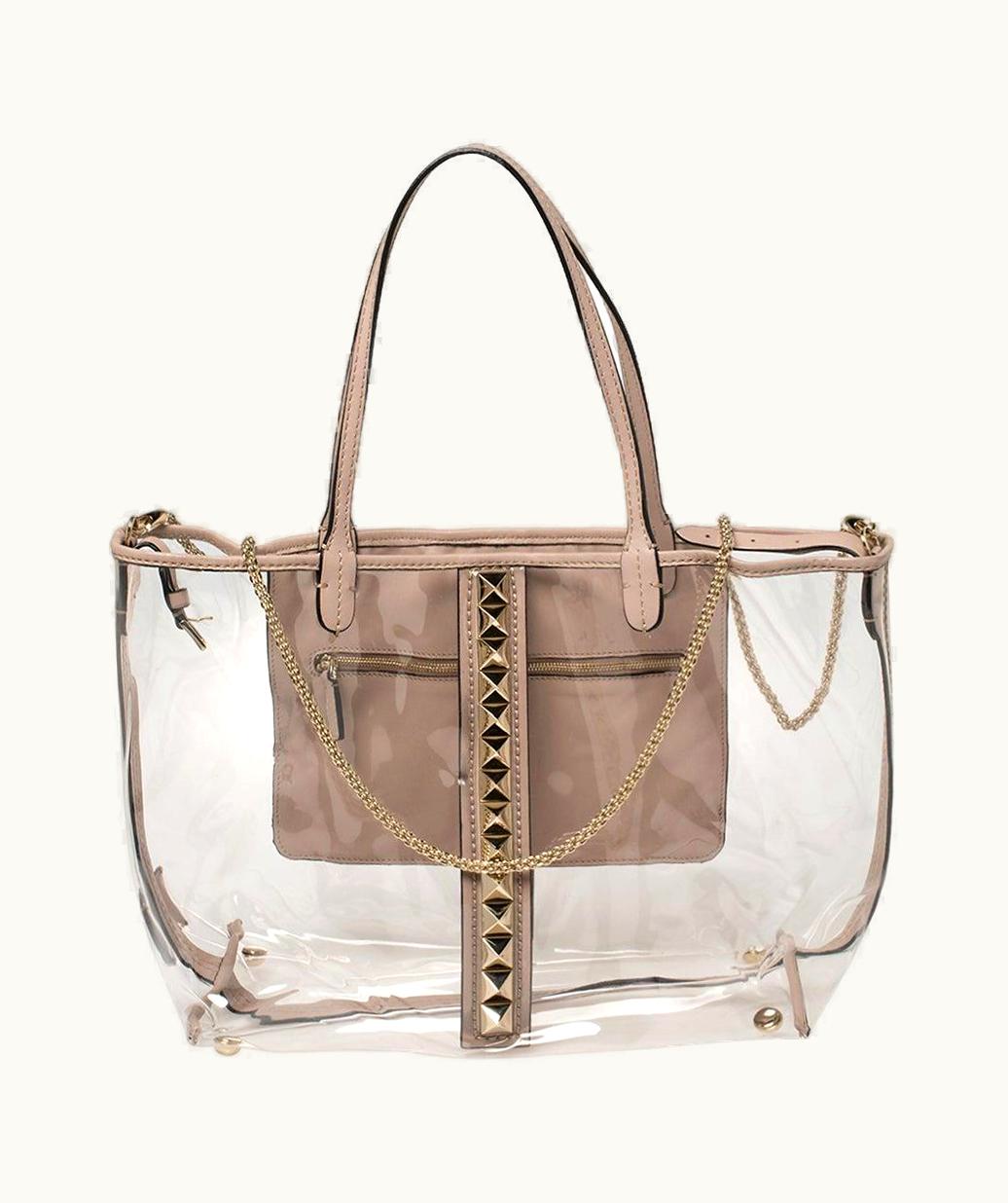 Valentino Valentino Transparent/Pink Pvc And Leather Rockstud Naked Tote