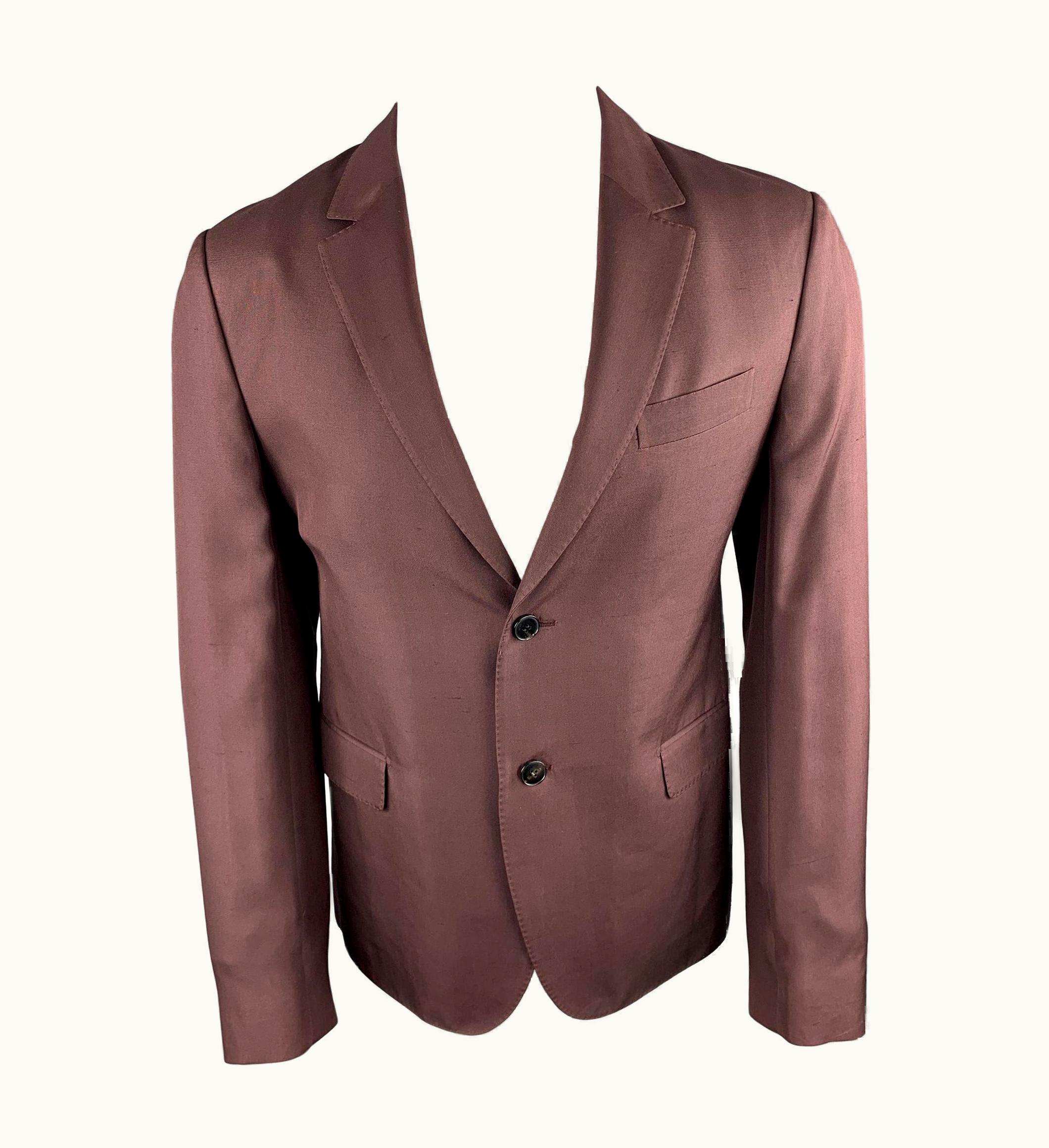 Valentino Valentino Burgundy Silk Notch Lapel Sport Coat