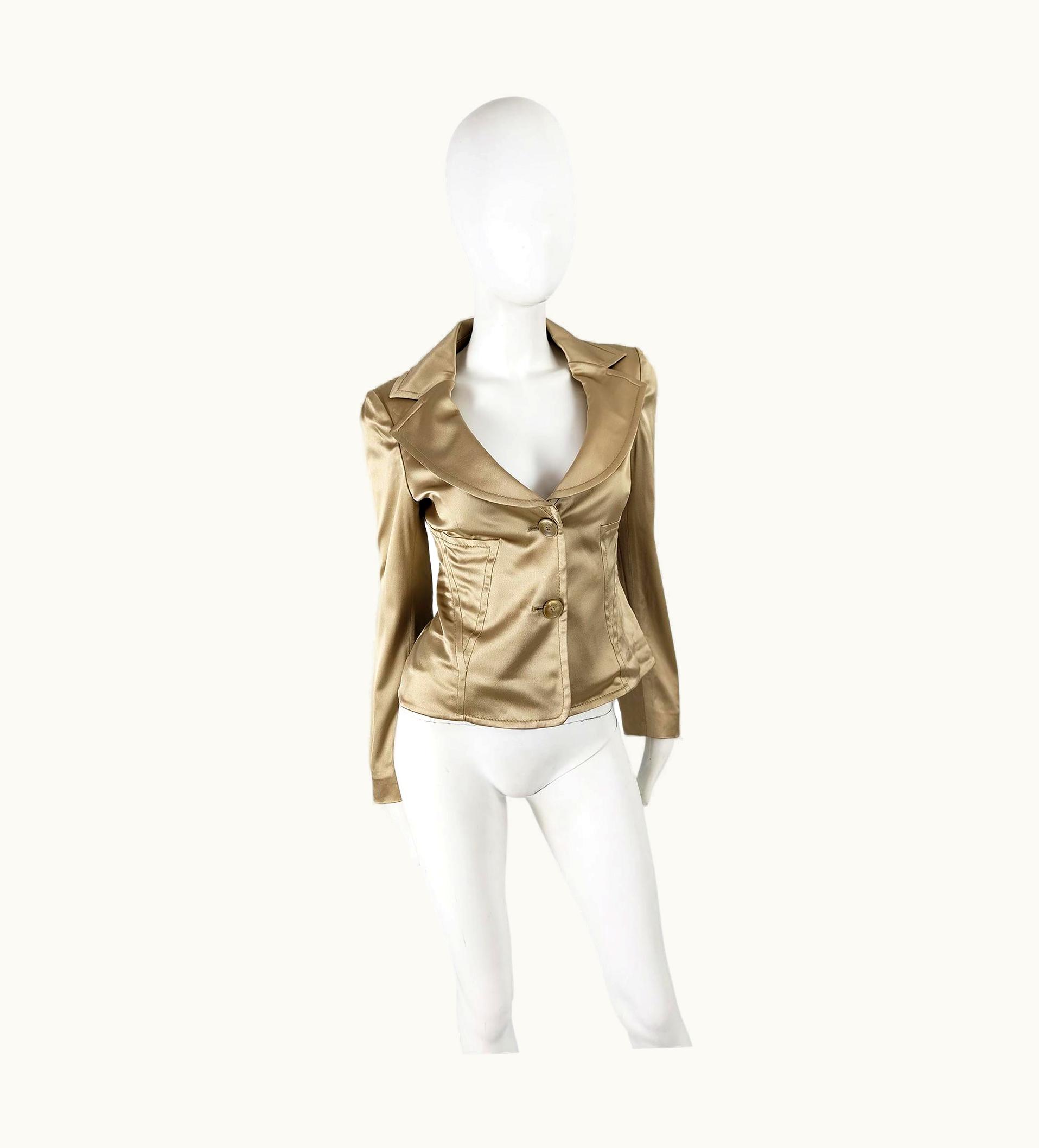 Valentino Valentino Roma Pale Gold Satin Blazer Jacket