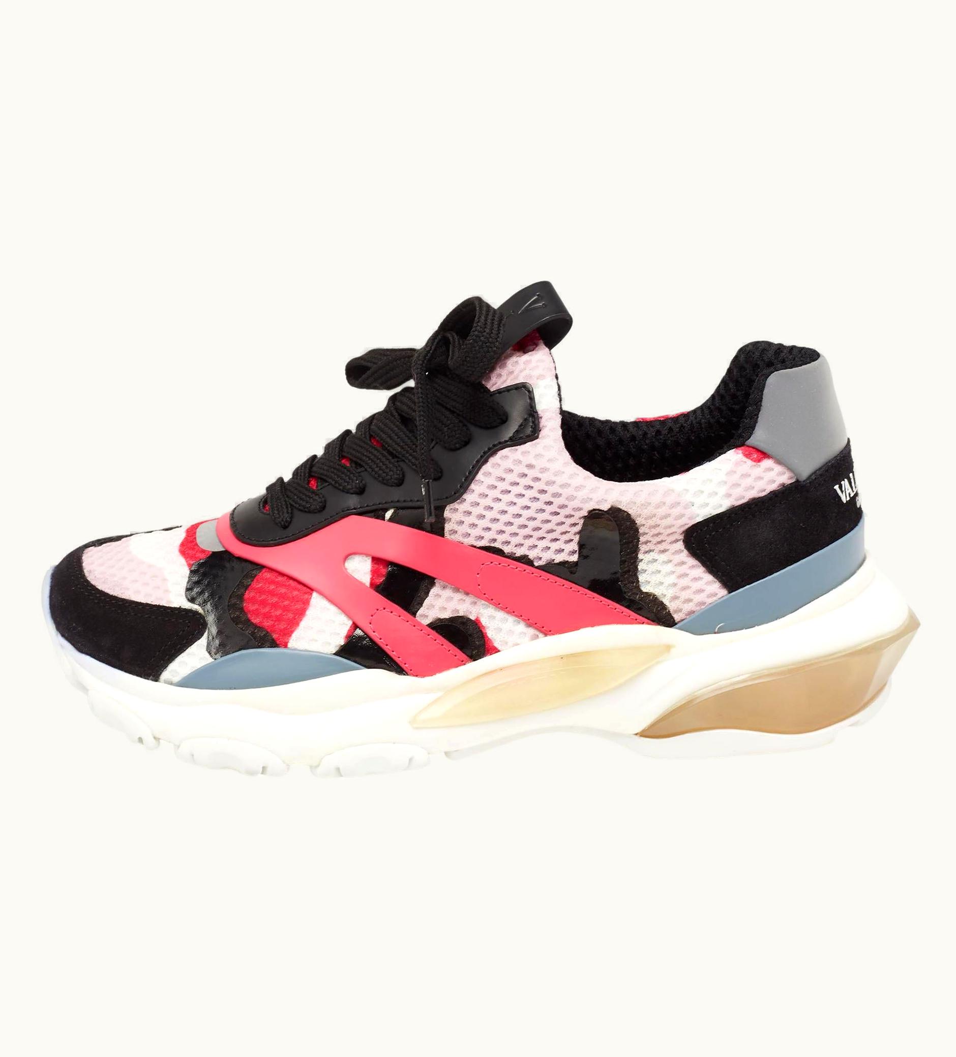 Valentino Valentino Multicolor Mesh And Leather Rockrunner Sneakers