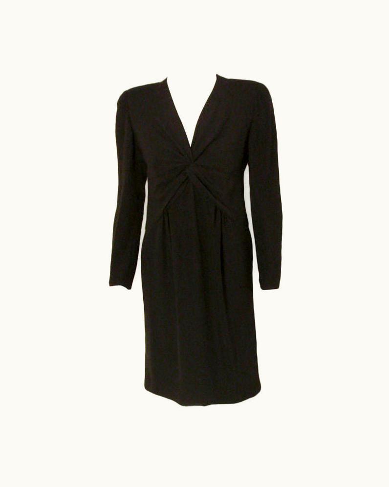 Valentino Valentino Black Long Sleeve Silk Cocktail Dress, Circa 1990s