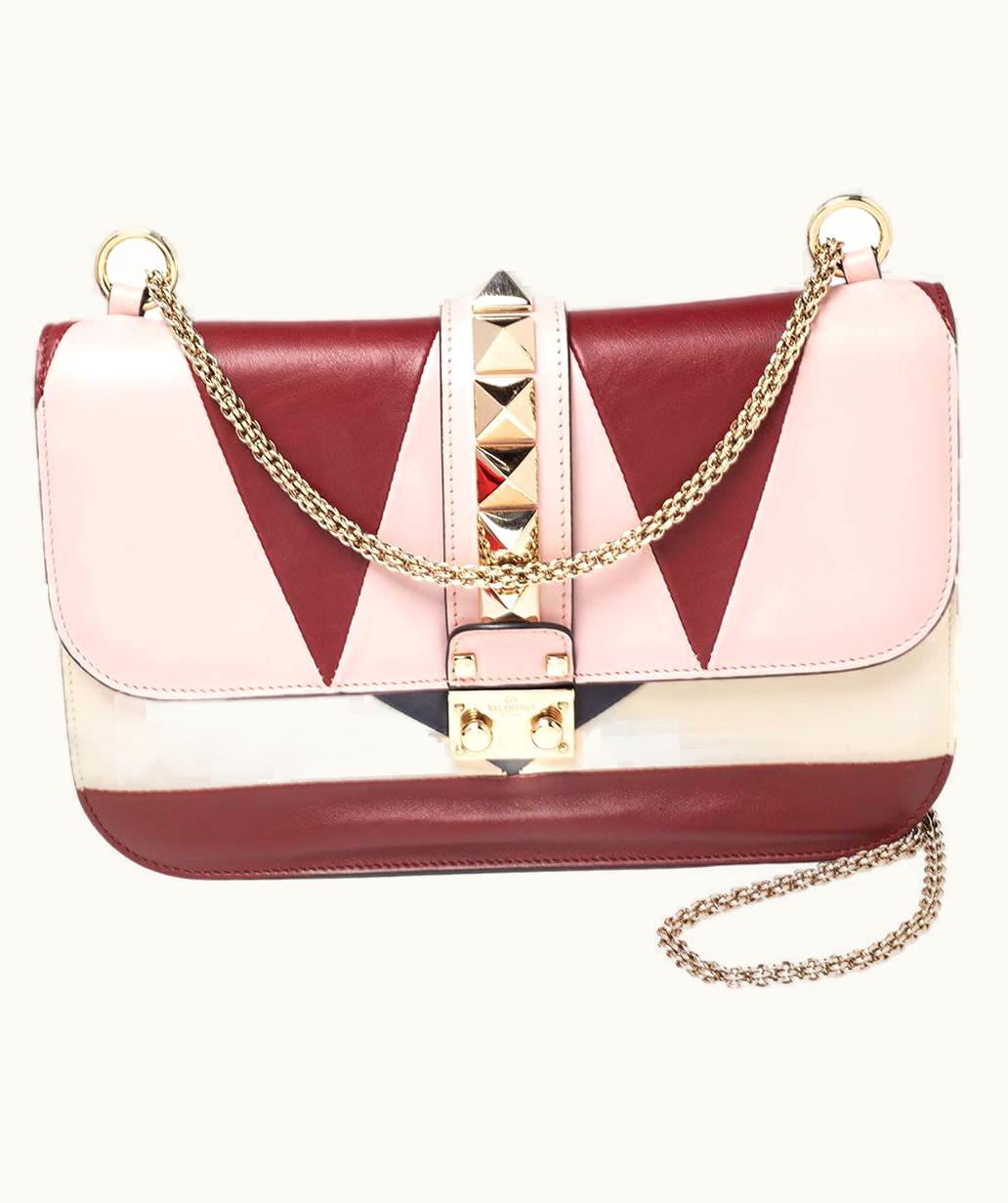 Valentino Valentino Multicolor Leather Medium Rockstud Glam Lock Flap Bag UZ0611234