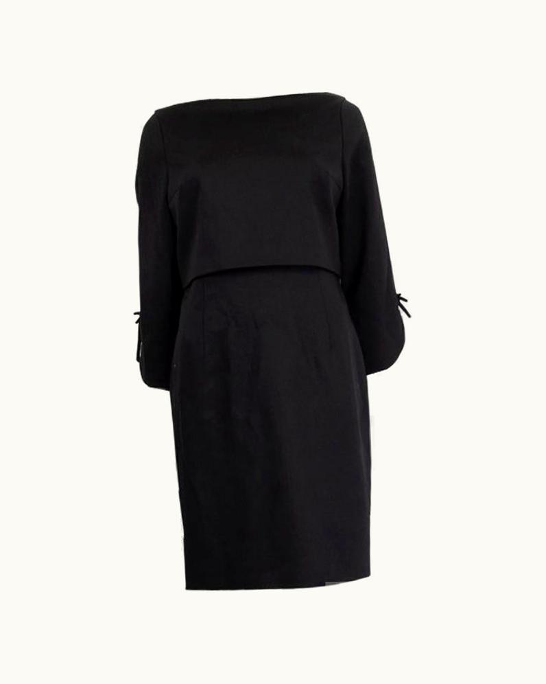 Valentino Valentino Technocouture Black Tired Top Long Sleeve Dress