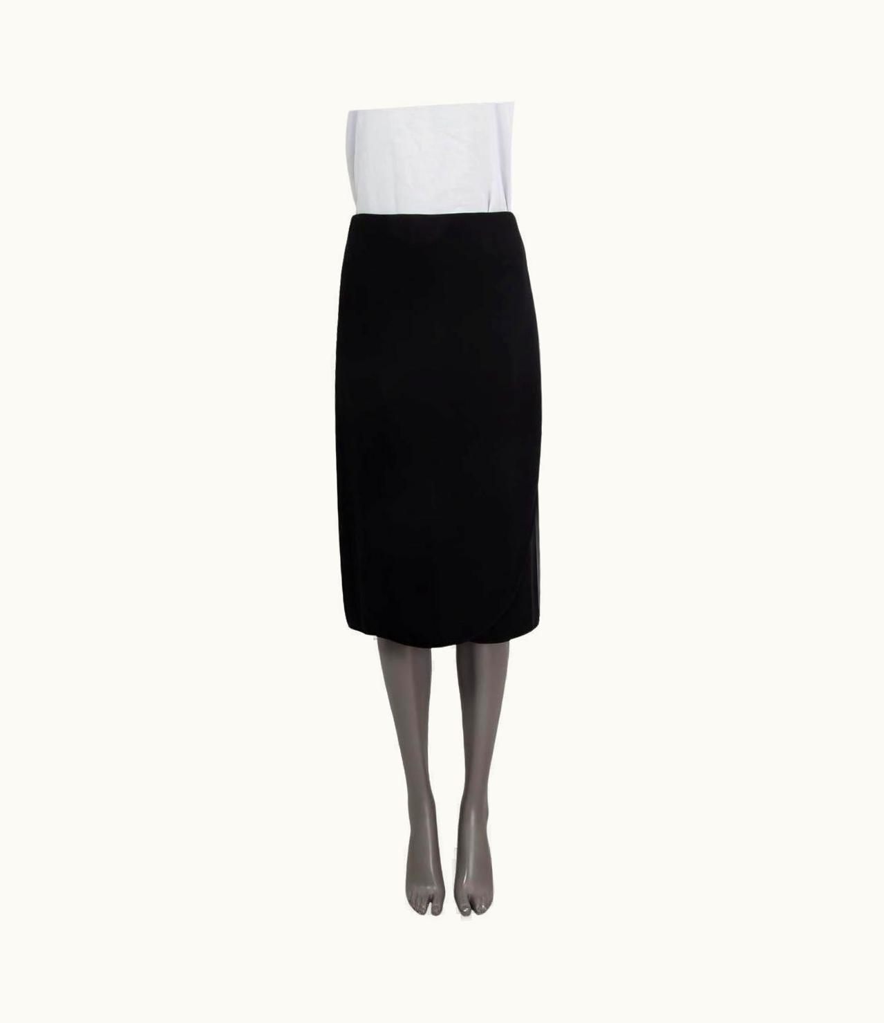 Valentino Valentino Black Silk Faux Wrap Midi Skirt