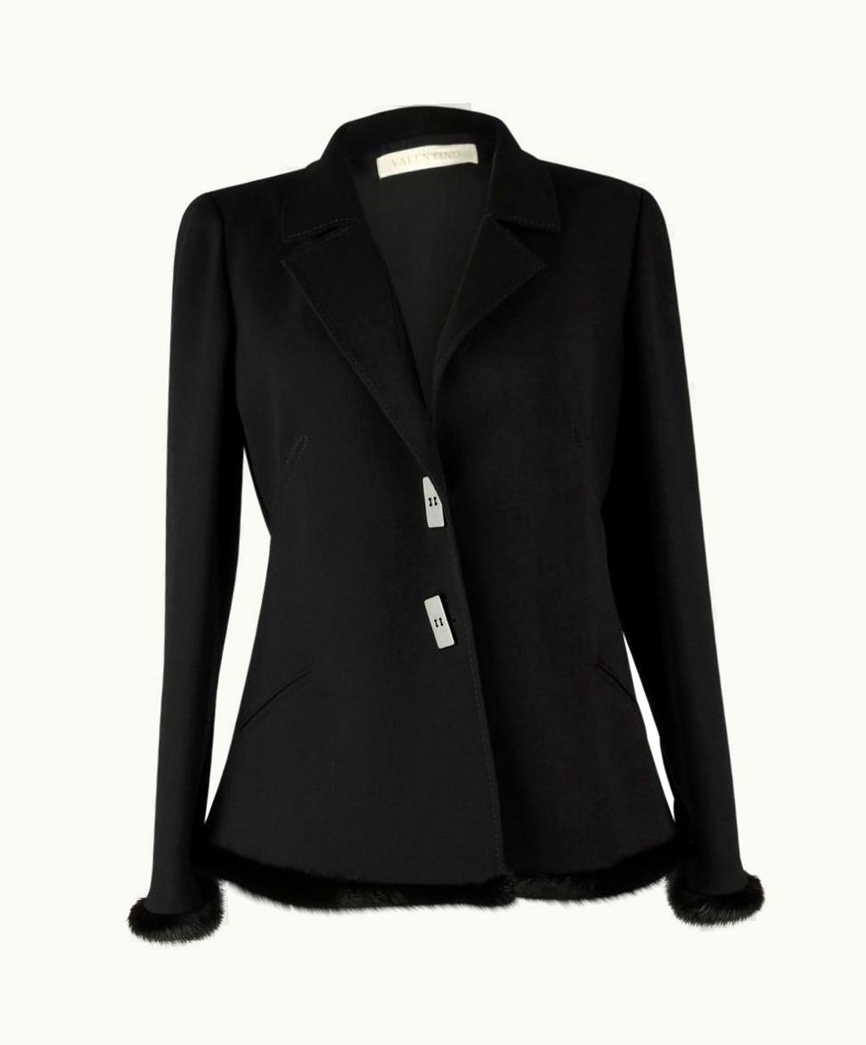 Valentino Valentino Jacket Black Wool WS/S Mink Trim