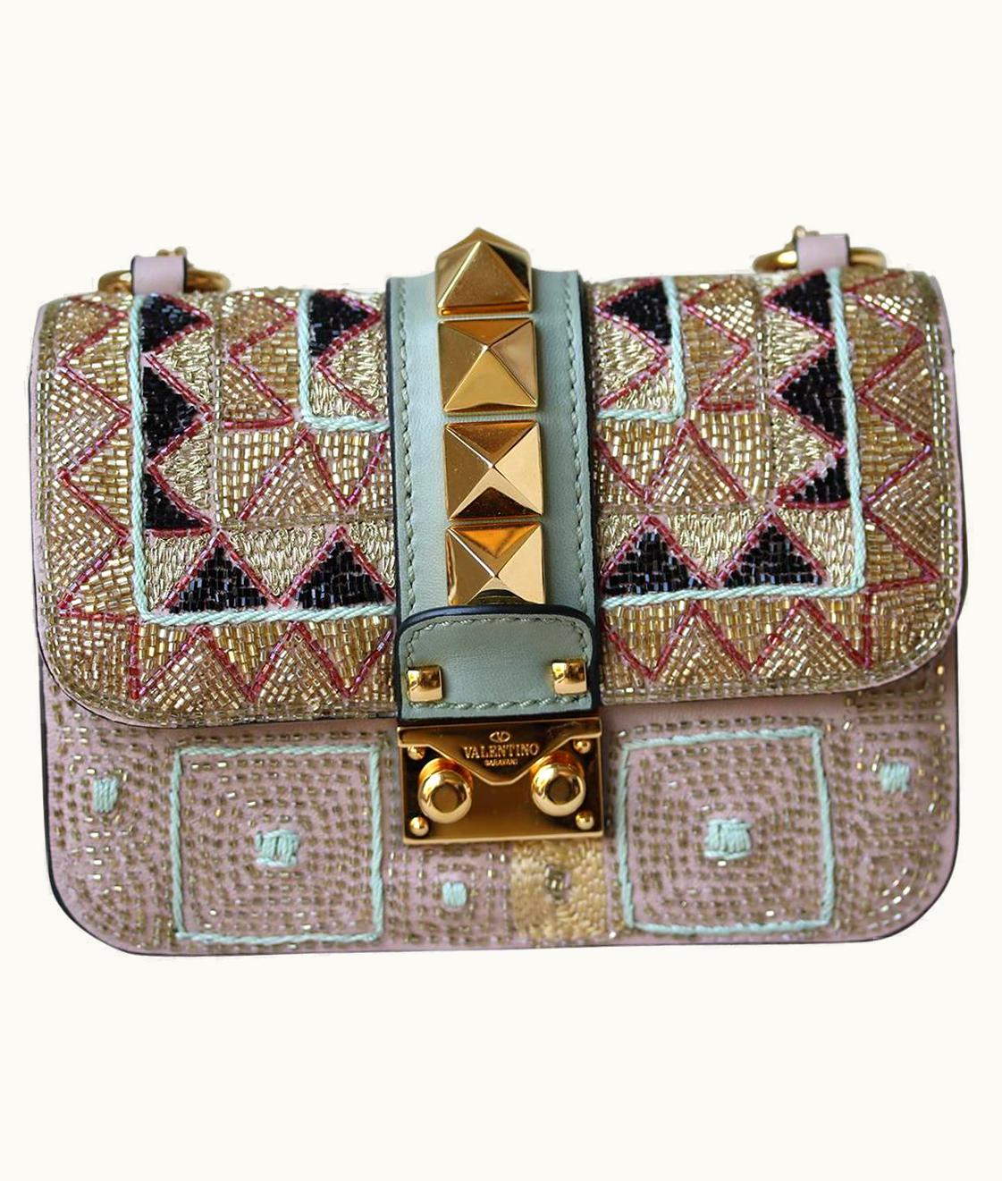 Valentino Valentino Rockstud Lock Mini Bead Embellished Shoulder Bag