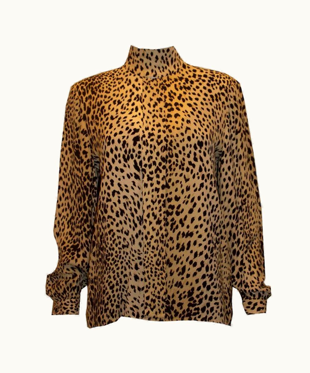 Valentino Vintage Valentino Animal Print Silk Blouse
