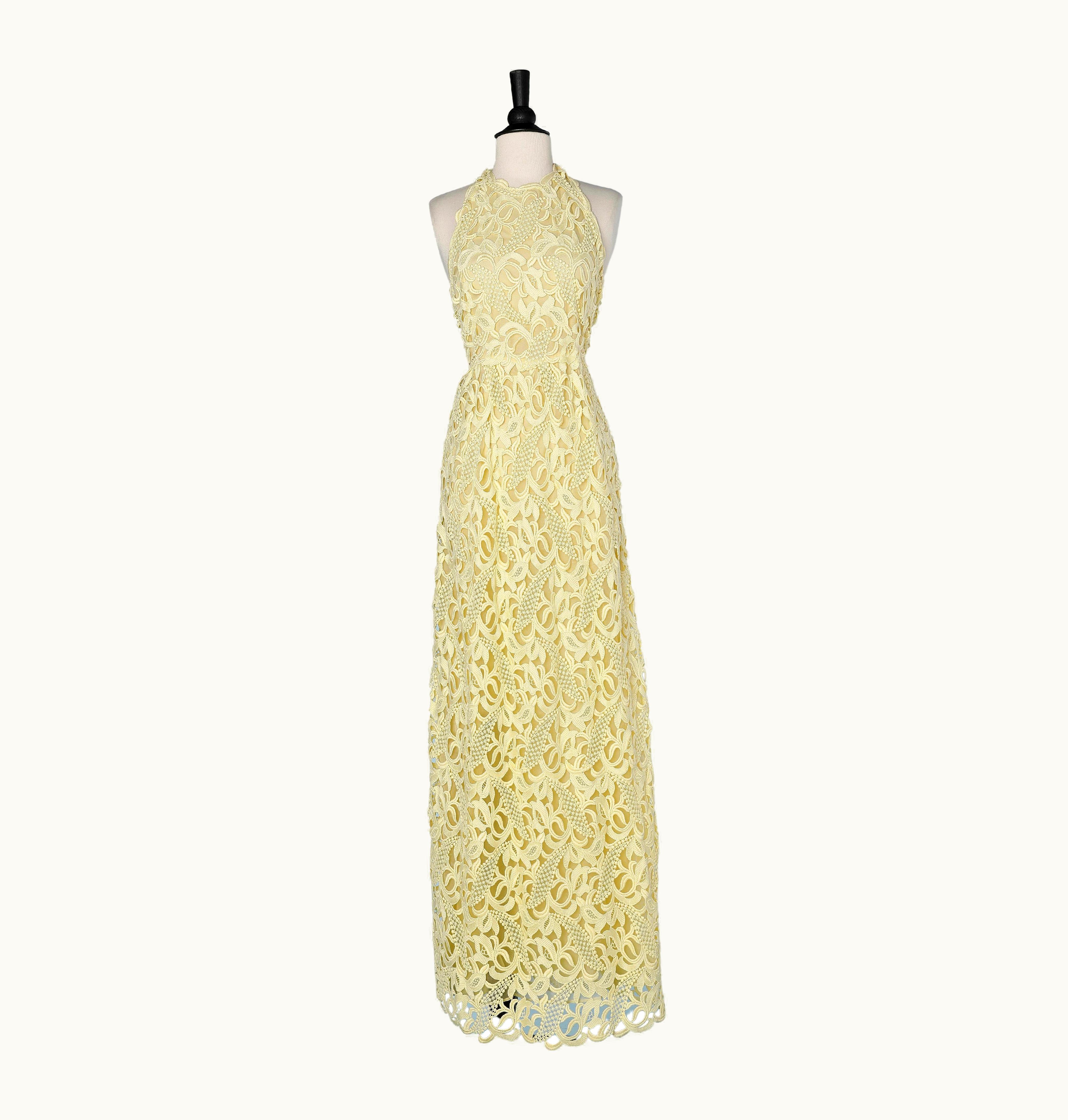 Valentino Yellow Guipure Lace Evening Dress Valentino ( Without Brand Tag)