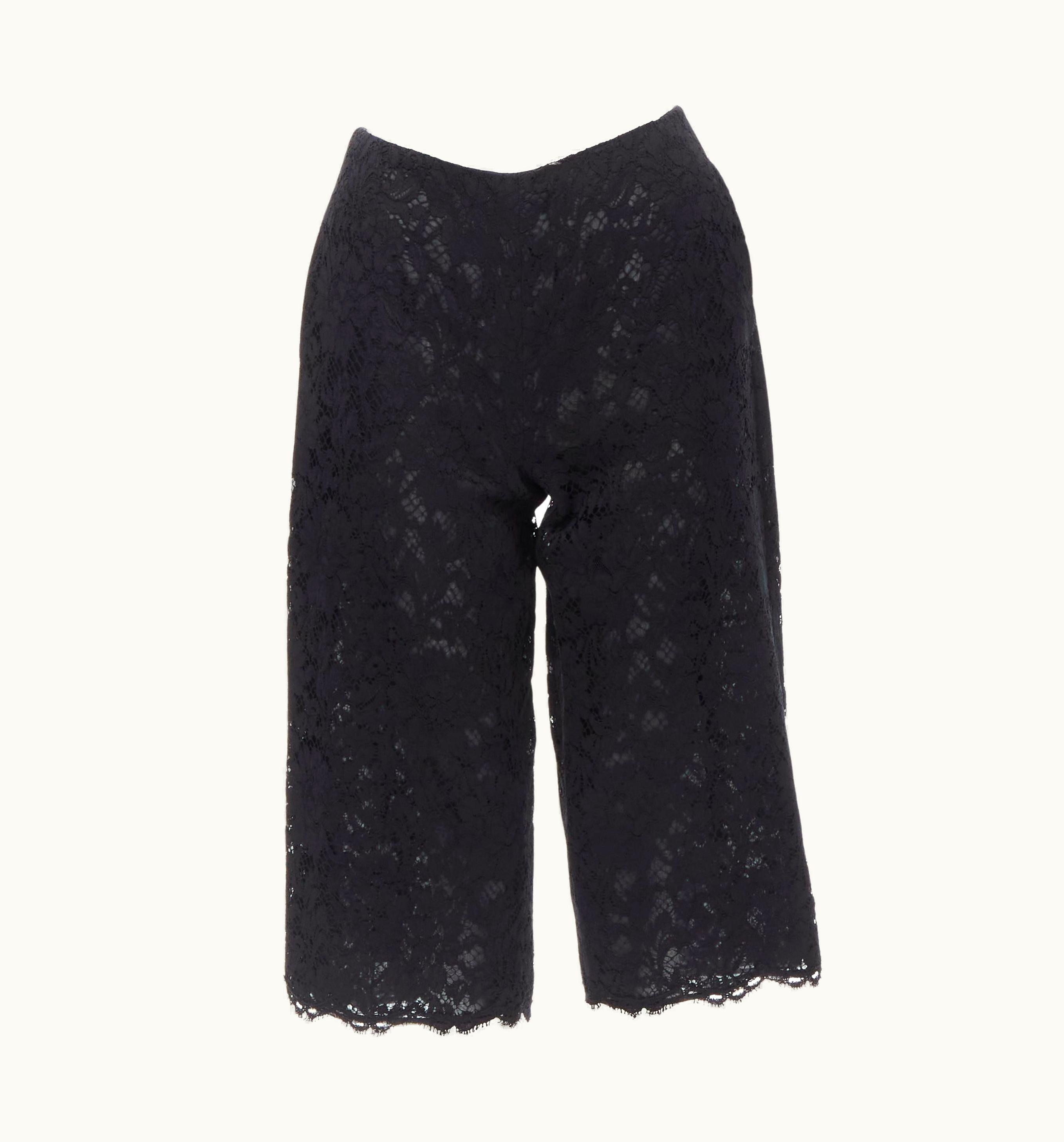 Valentino Valentino Black Floral Lace Knee Length Culotte Shorts