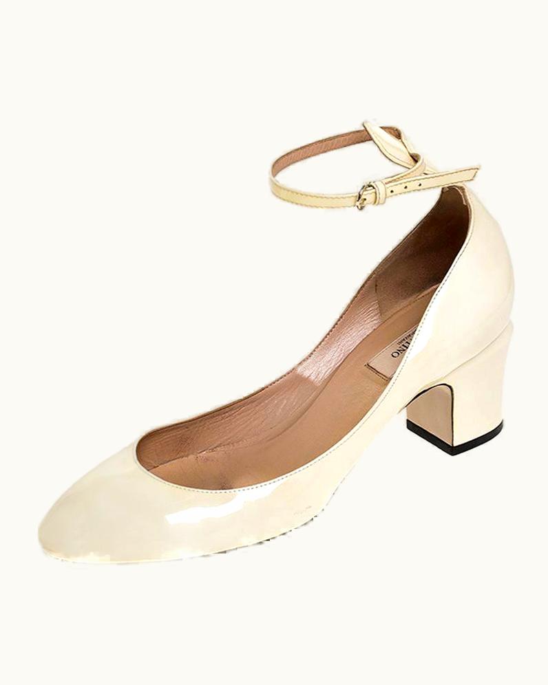 Valentino Valentino White Patent Leather Tango Ankle Strap Pumps