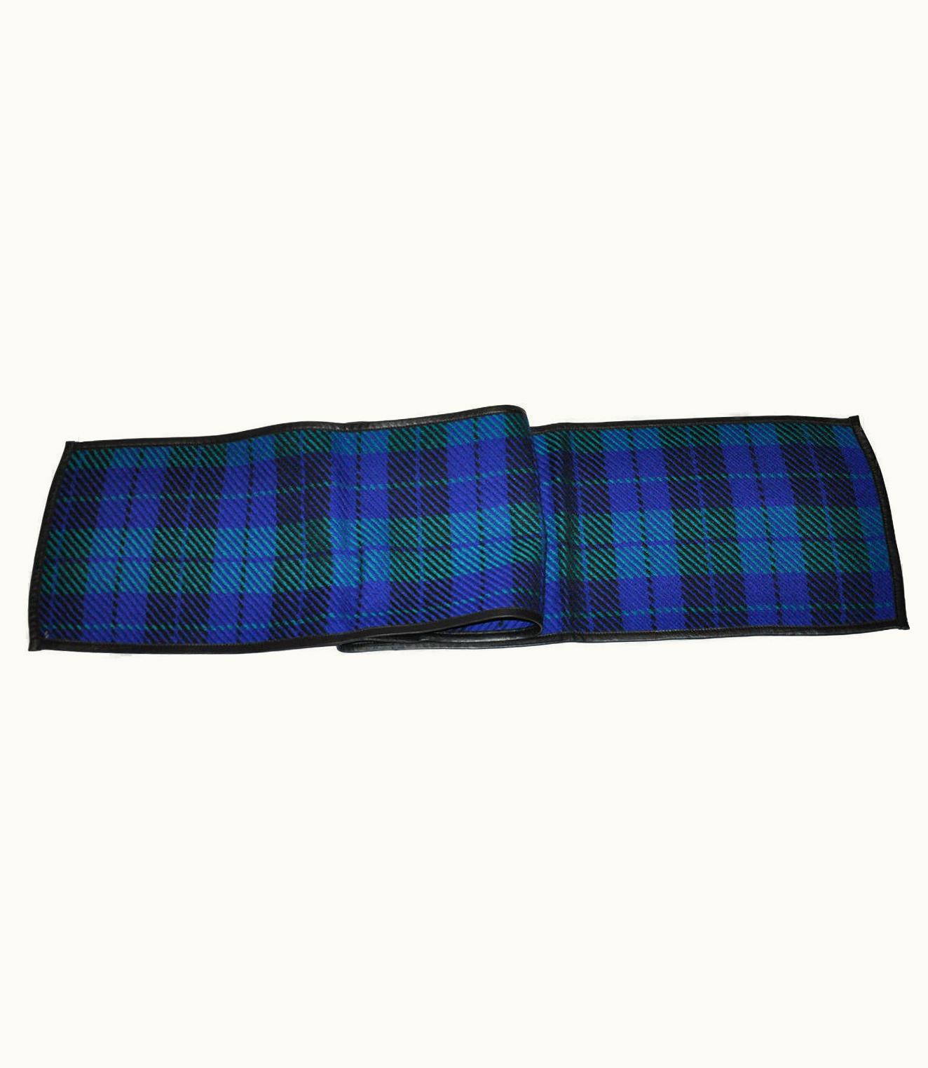Valentino Valentino Multi-Color Wool Plaid With Lambskin Leather Edge Scarf