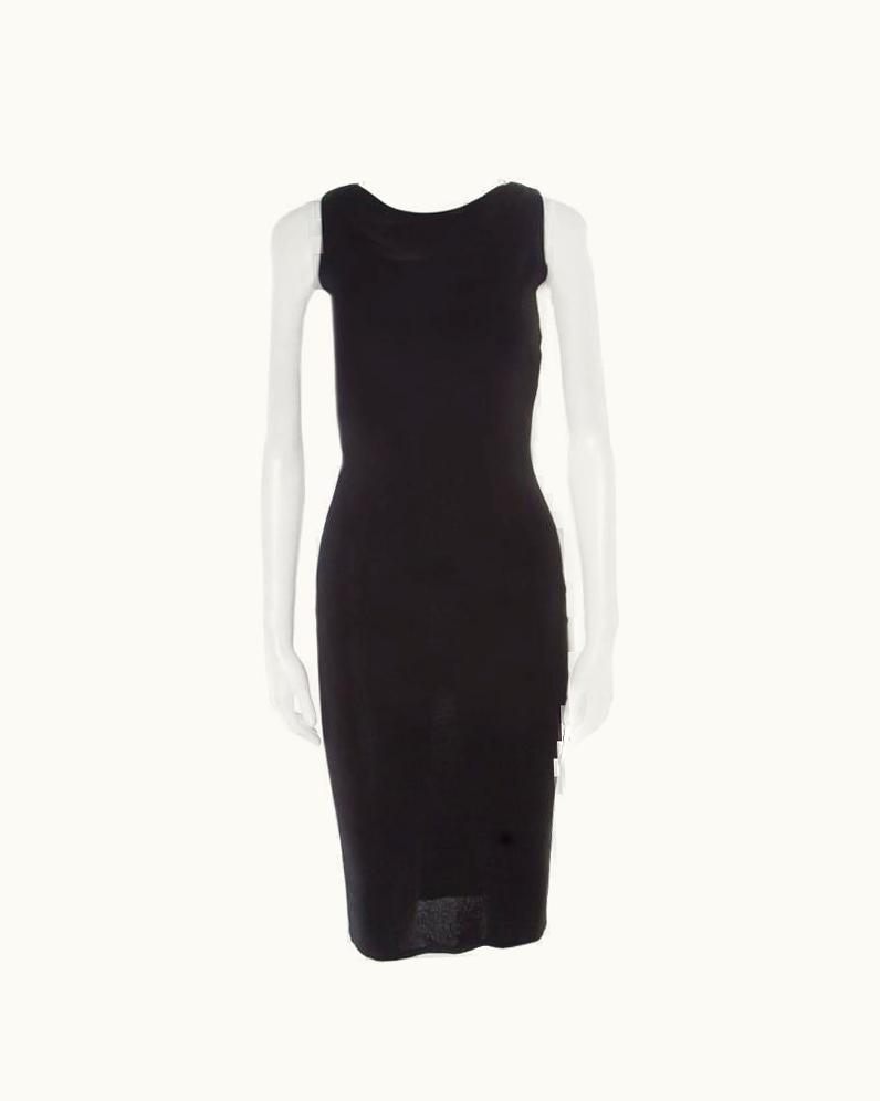 Valentino Valentino Black Stretch Knit Sleeveless Lace Insert Bodycon Dress