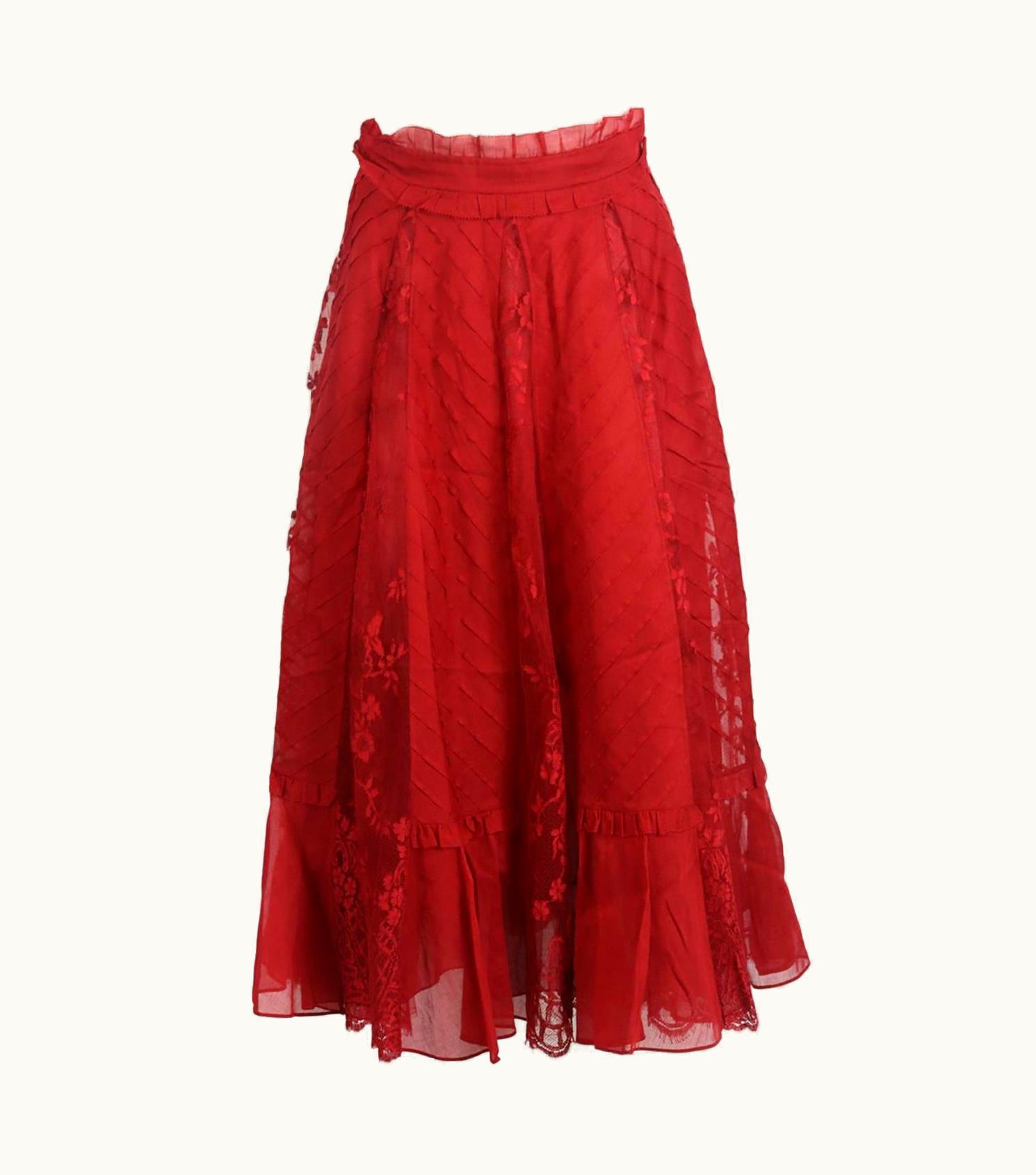 Valentino Valentino Lace Paneled Cotton Midi Skirt Uk