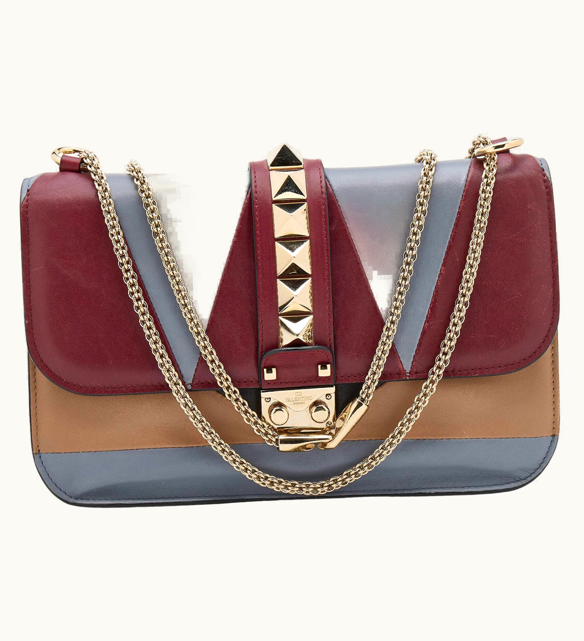 Valentino Valentino Multicolor Leather Medium Rockstud Glam Lock Flap Bag UZ0611367