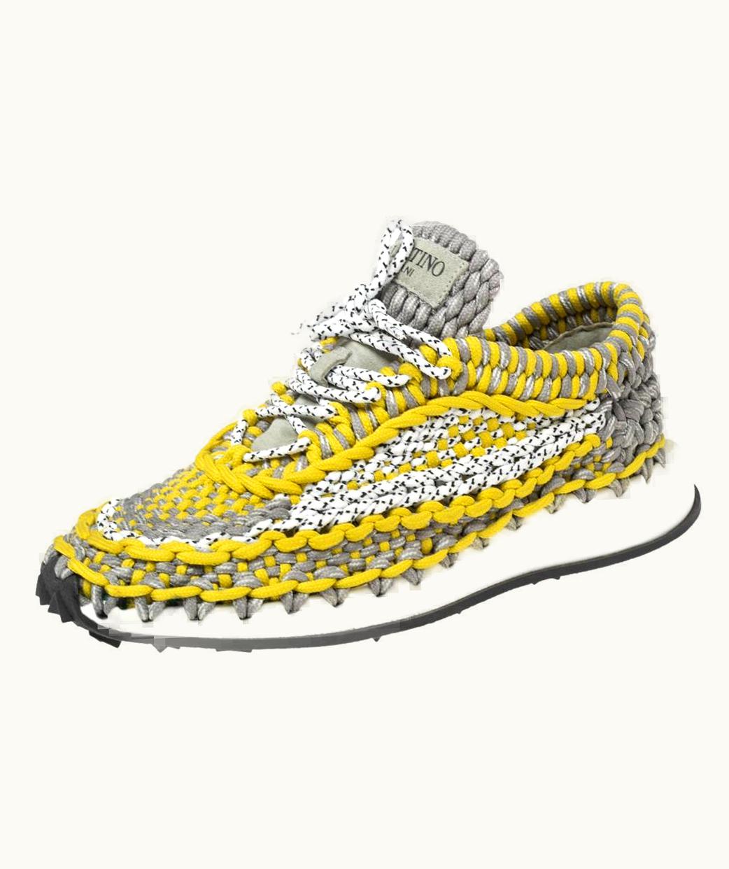 Valentino Valentino Tricolor Woven Fabric Crochet Low-Top Sneakers