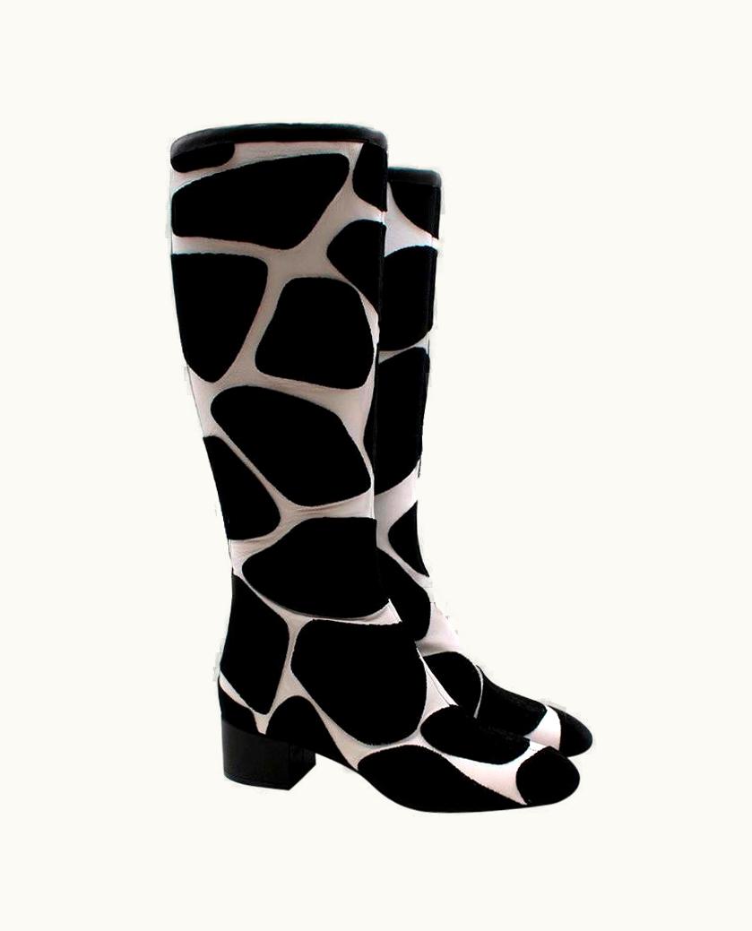 Valentino Valentino Giraffe Print Black City Safari Boots - Us