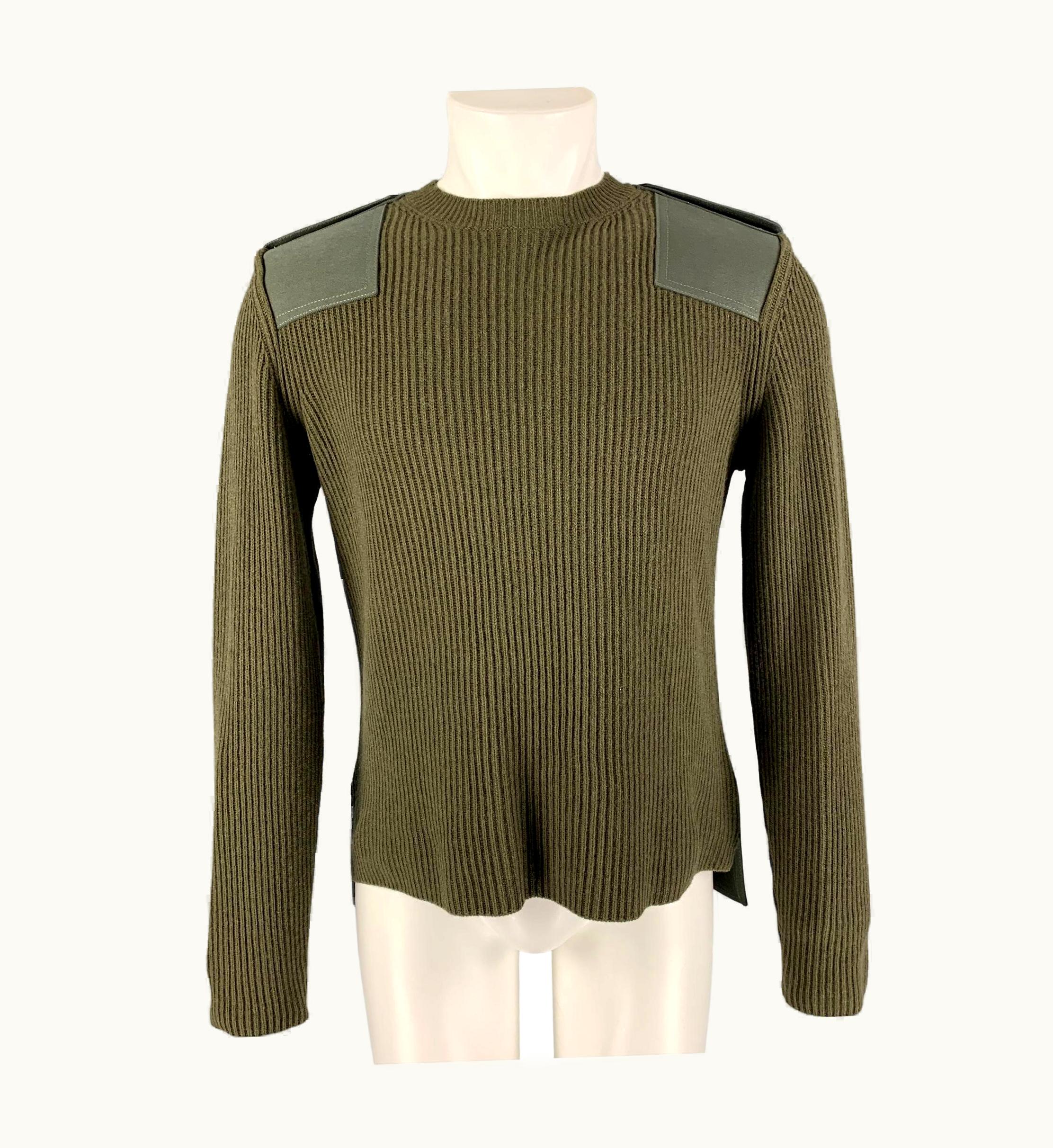 Valentino Valentino Green Ribbed Wool Cashmere Crew-Neck Sweater