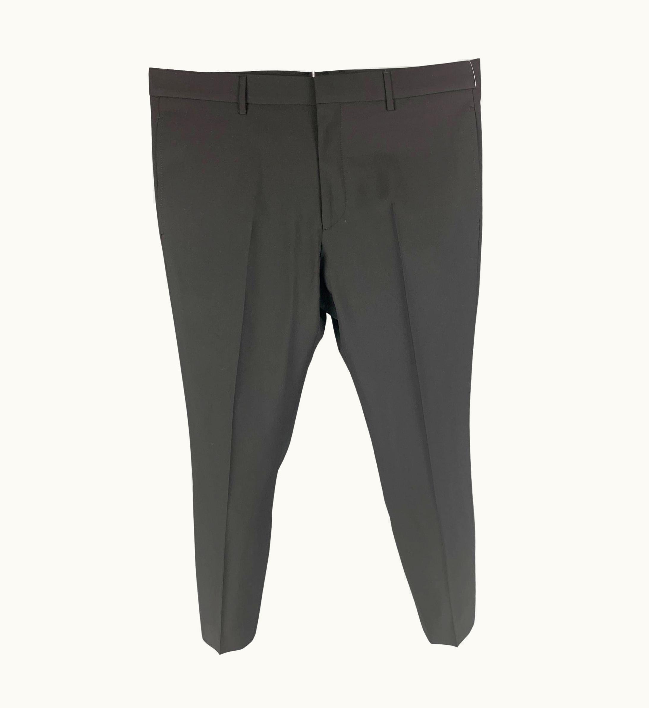 Valentino Valentino Black Wool Mohair Flat Front Dress Pants