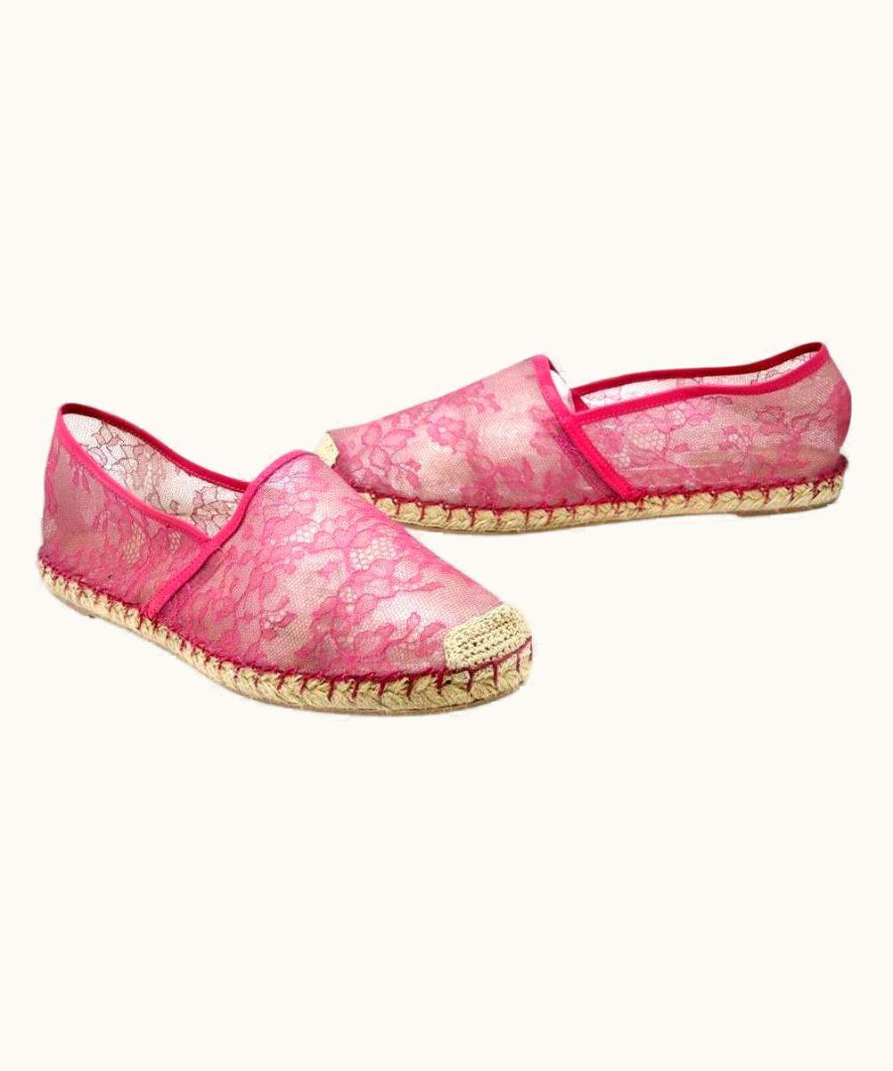 Valentino Valentino Lace 40 Espadrille Slip On Flats Vl-1021p-0017