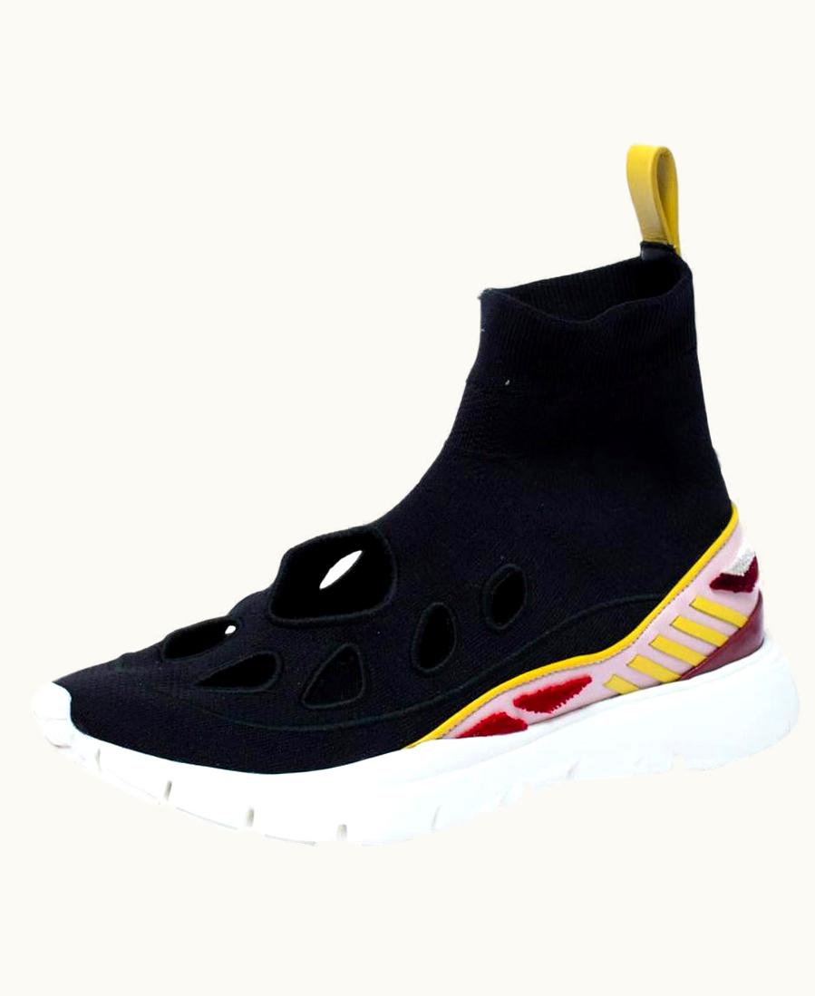 Valentino Valentino Black Stretch Fabric Cut Out Sock Sneakers