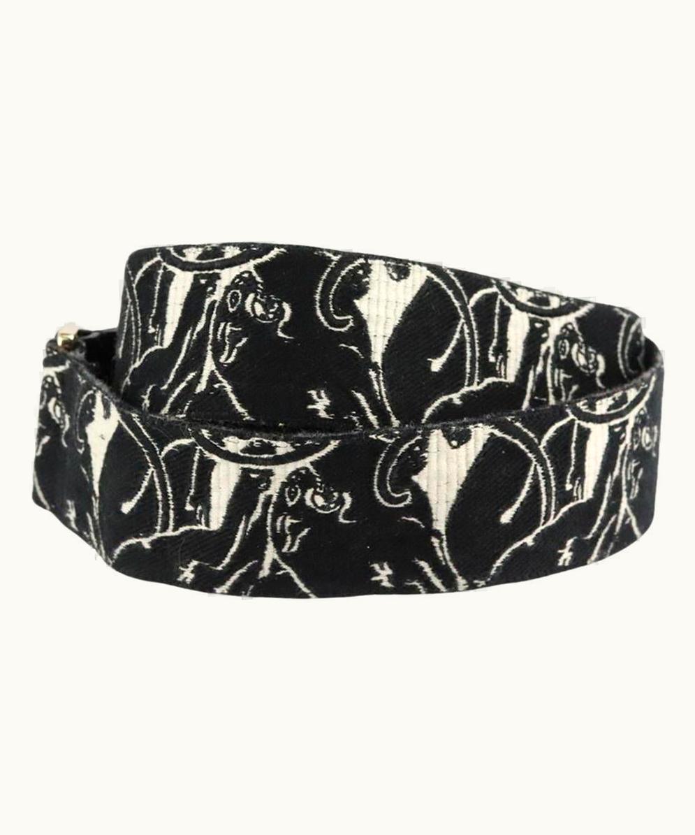 Valentino Valentino Garavani Two Tone Embroidered Canvas And Leather Bag Strap UZ0611403